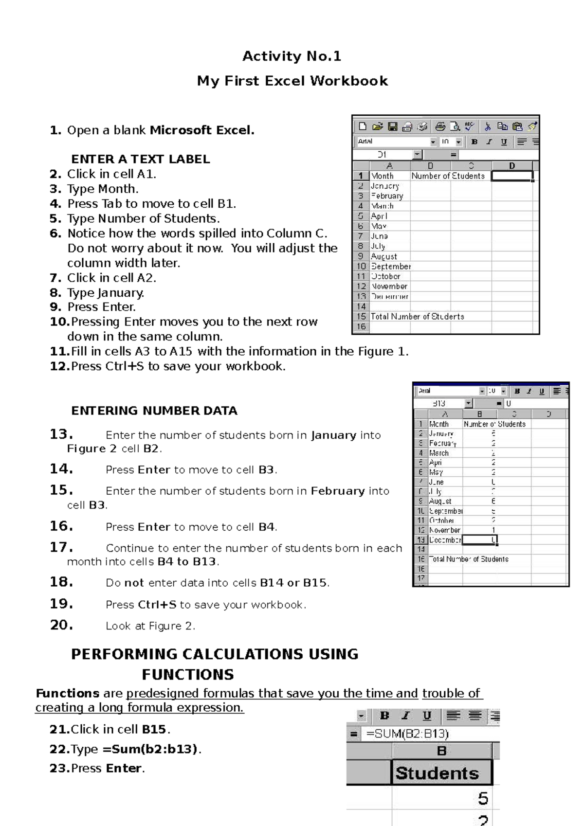 Activity-1- Excel - Reference - Activity No. My First Excel Workbook 1 ...