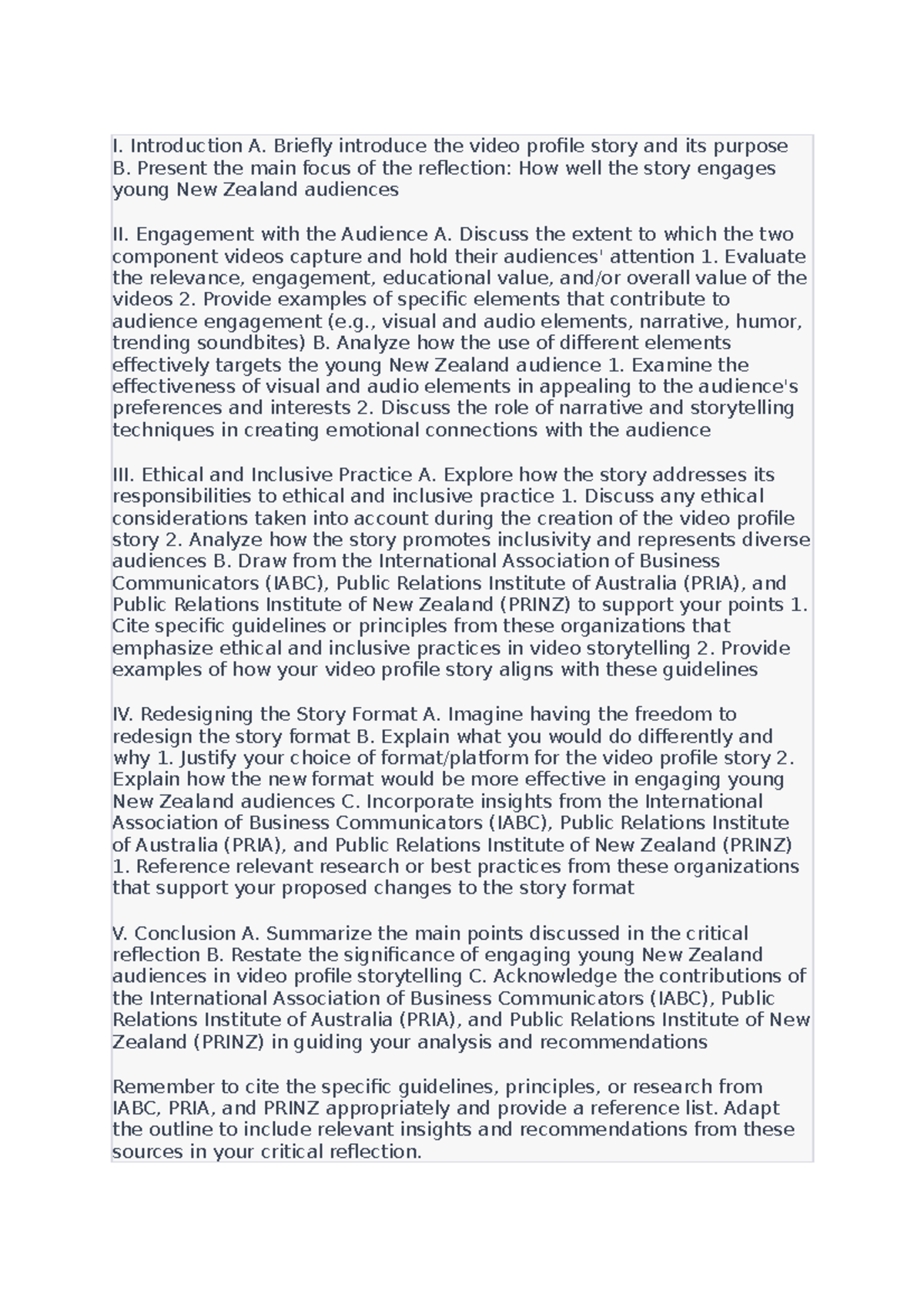 Template For Coms 231 - more stuff - I. Introduction A. Briefly ...