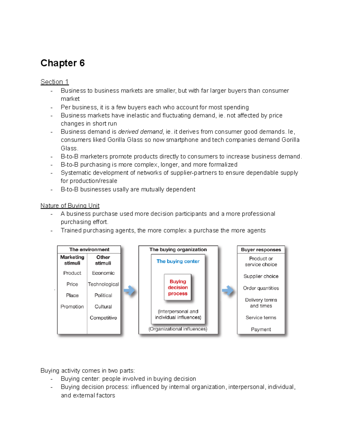 MKTG - Chapter 6 - Chapter 6 Section 1 Business to business markets are ...