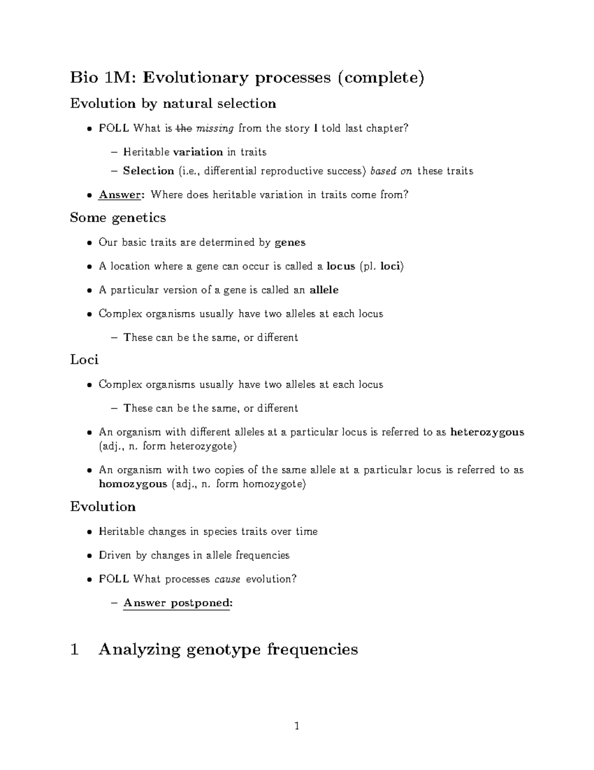 09:2023 processes - Lecture Notes Bio 1M03 - Bio 1M: Evolutionary ...