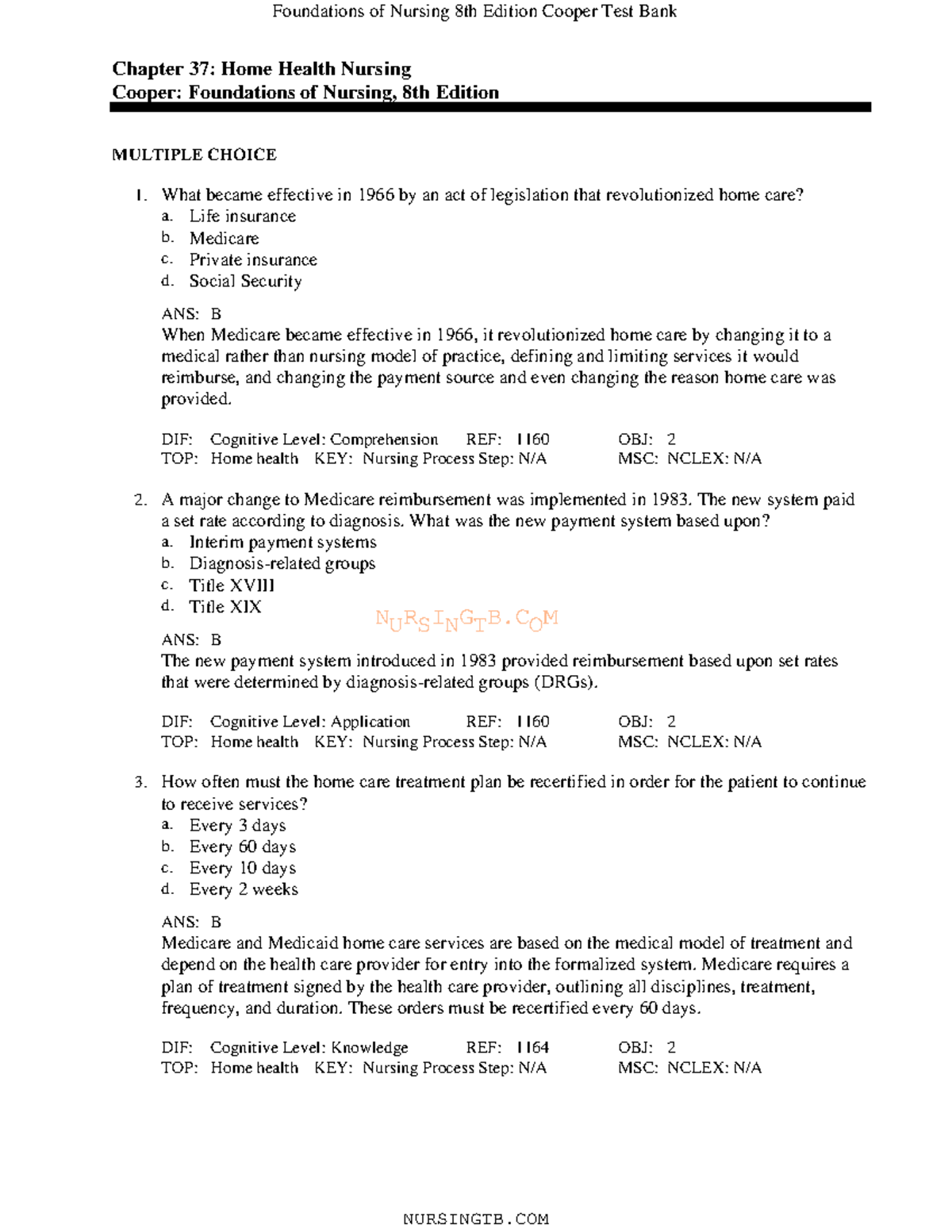 37 Foundations of nursing text bank NURSINGTB Chapter 37 Home Health Nursing Cooper Studocu
