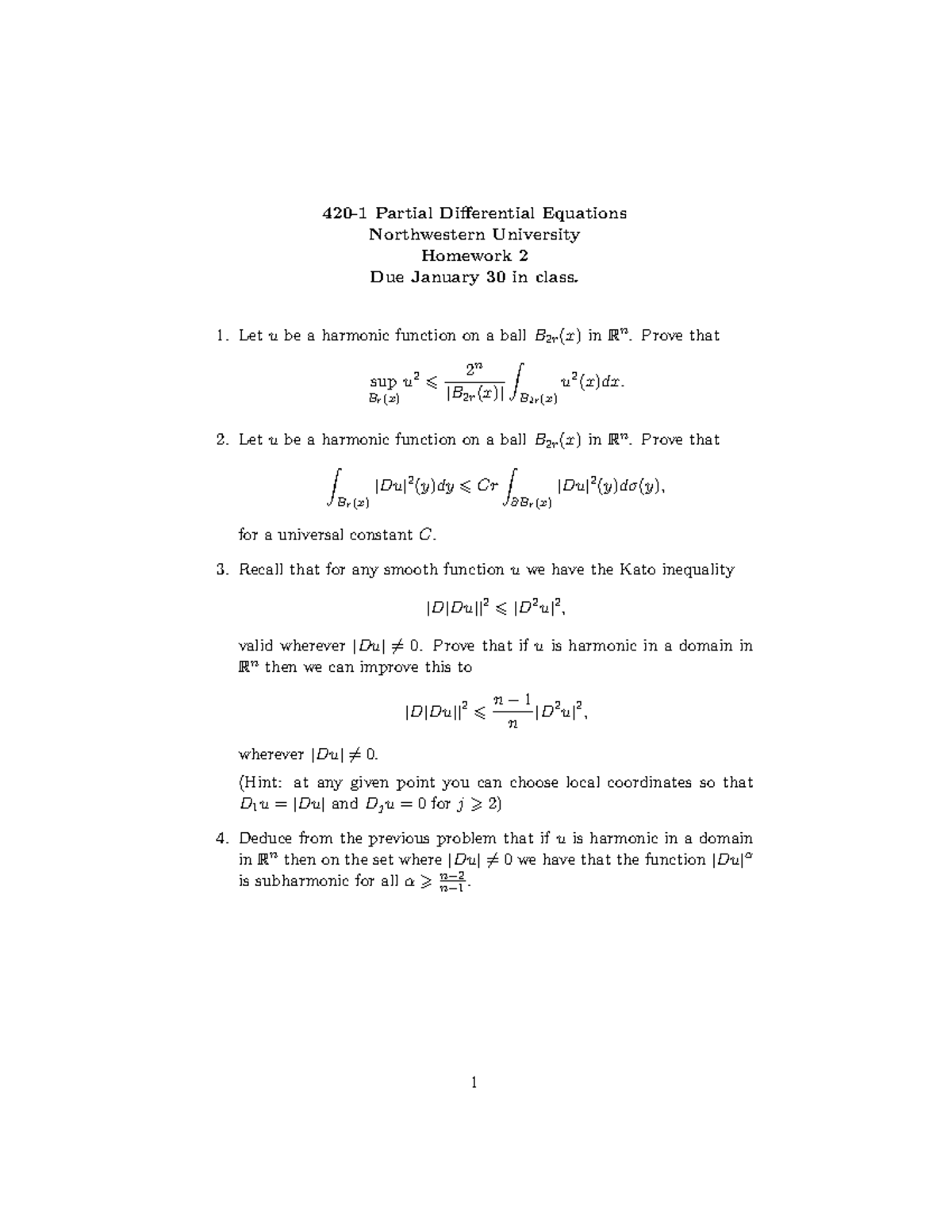420-1 Partial Differential Equations Homework 2 - 420-1 Partial ...