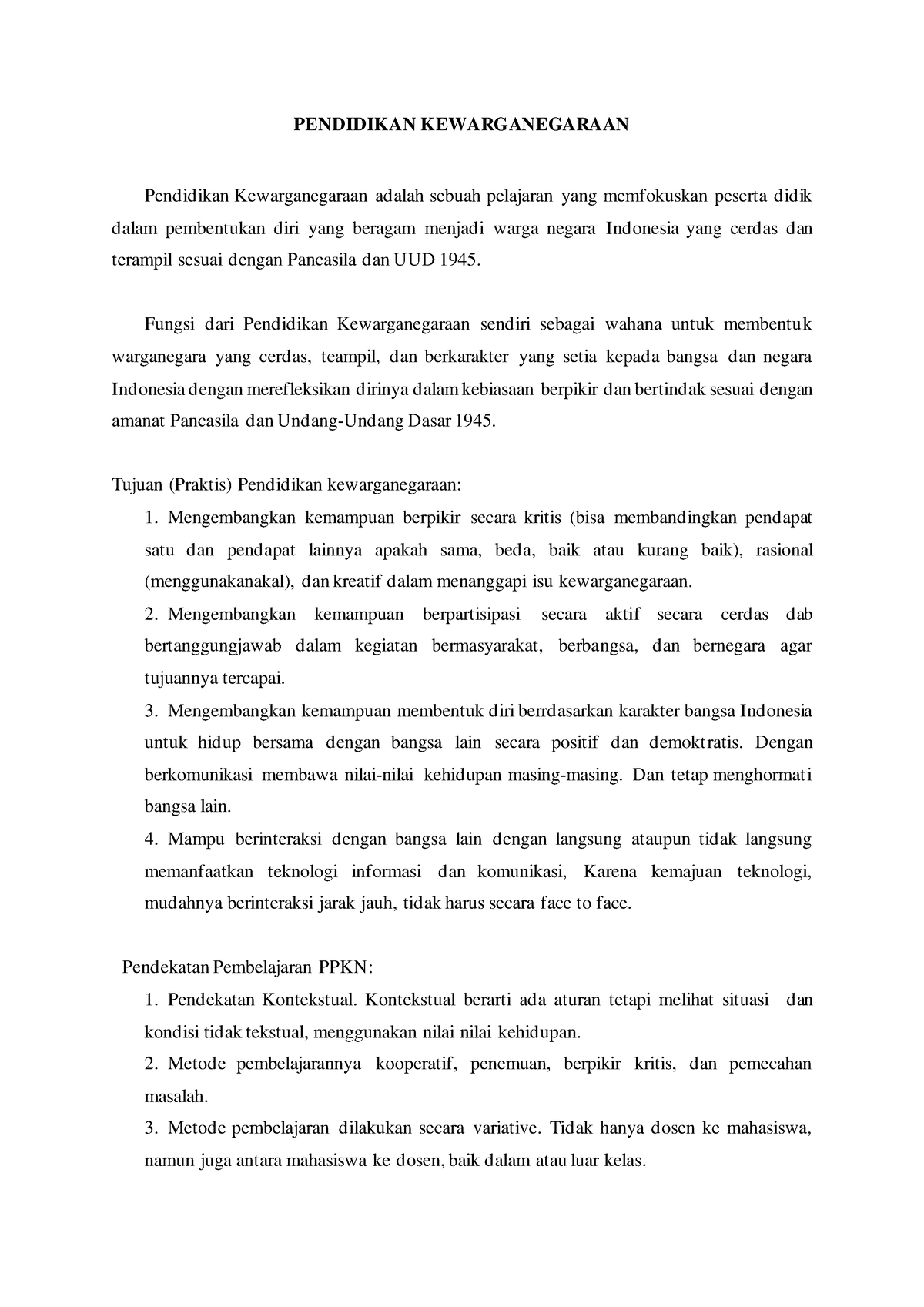 Ppkn Dan Fungsinya - PENDIDIKAN KEWARGANEGARAAN Pendidikan ...