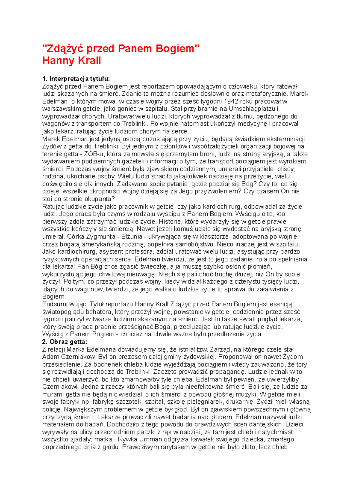 Zdążyć Przed Panem Bogiem Interpretacja Tytułu