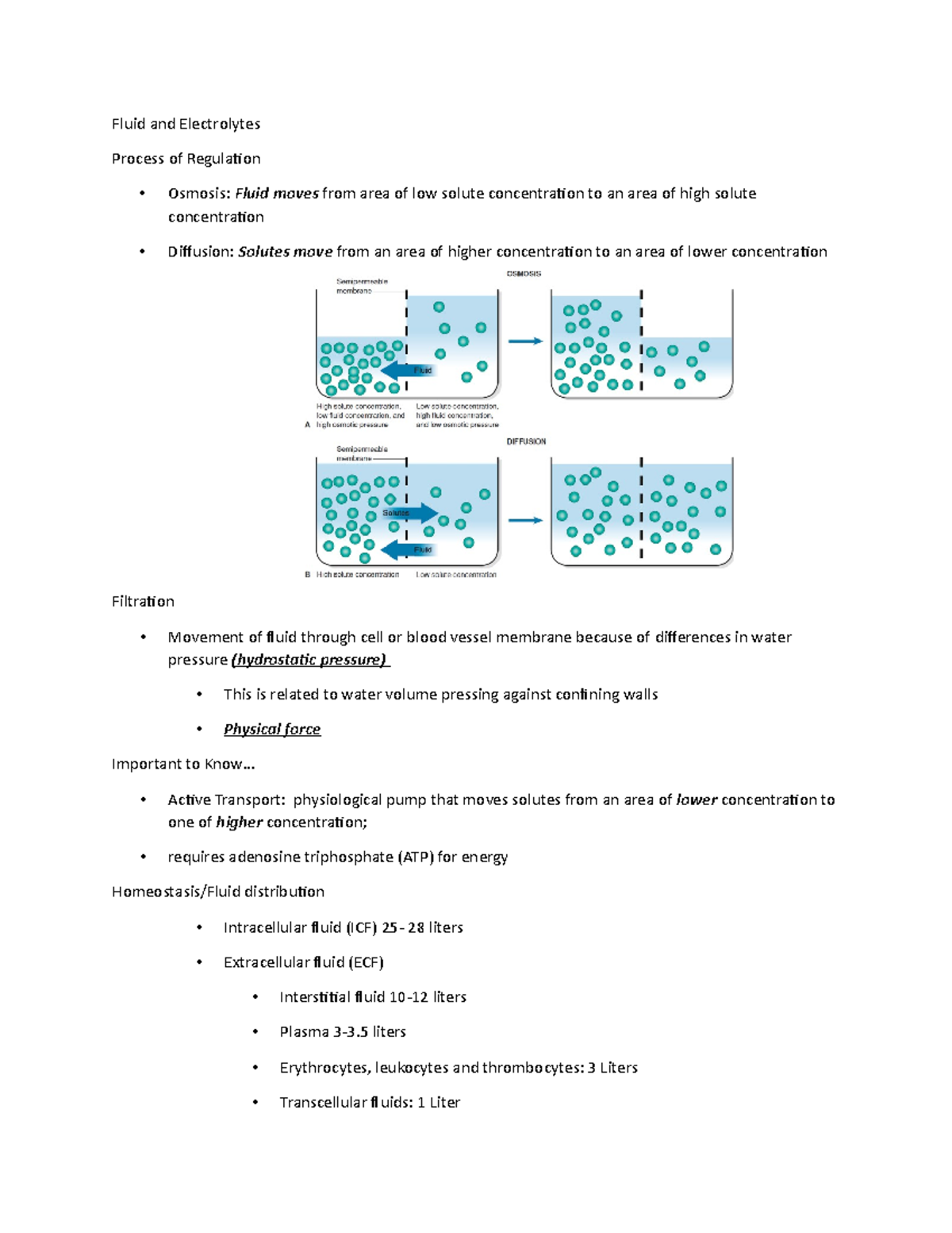 Exam 2 Fluid and Electrolytes - Fluid and Electrolytes Process of ...