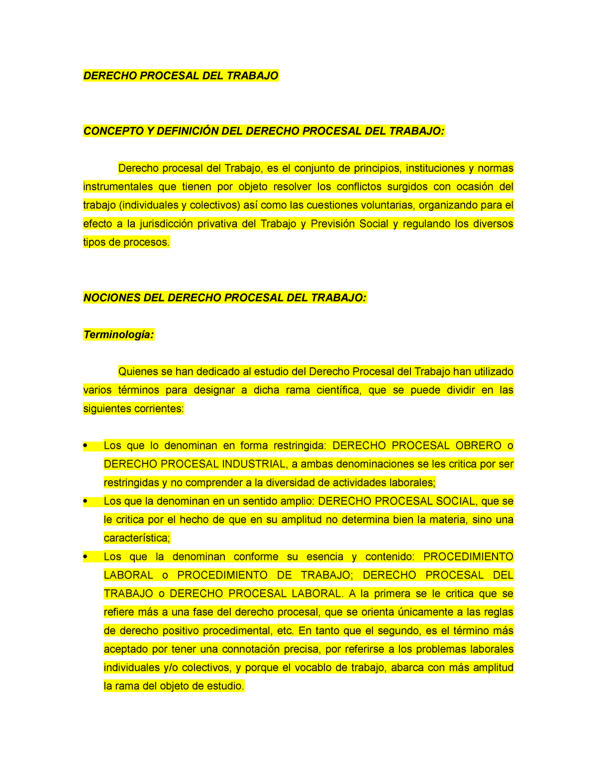 Derecho Procesal DEL Trabajo - DERECHO PROCESAL DEL TRABAJO CONCEPTO Y ...