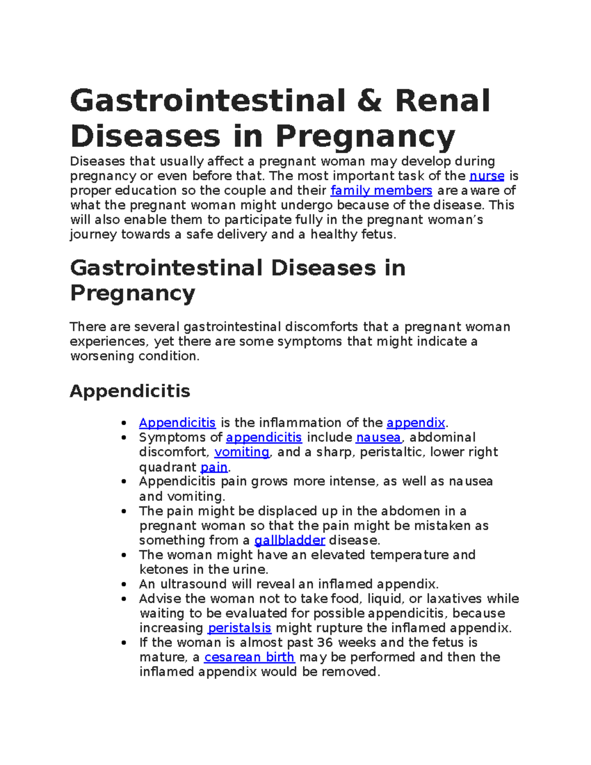 Gastrointestinal and renal in pregnancy Gastrointestinal & Renal