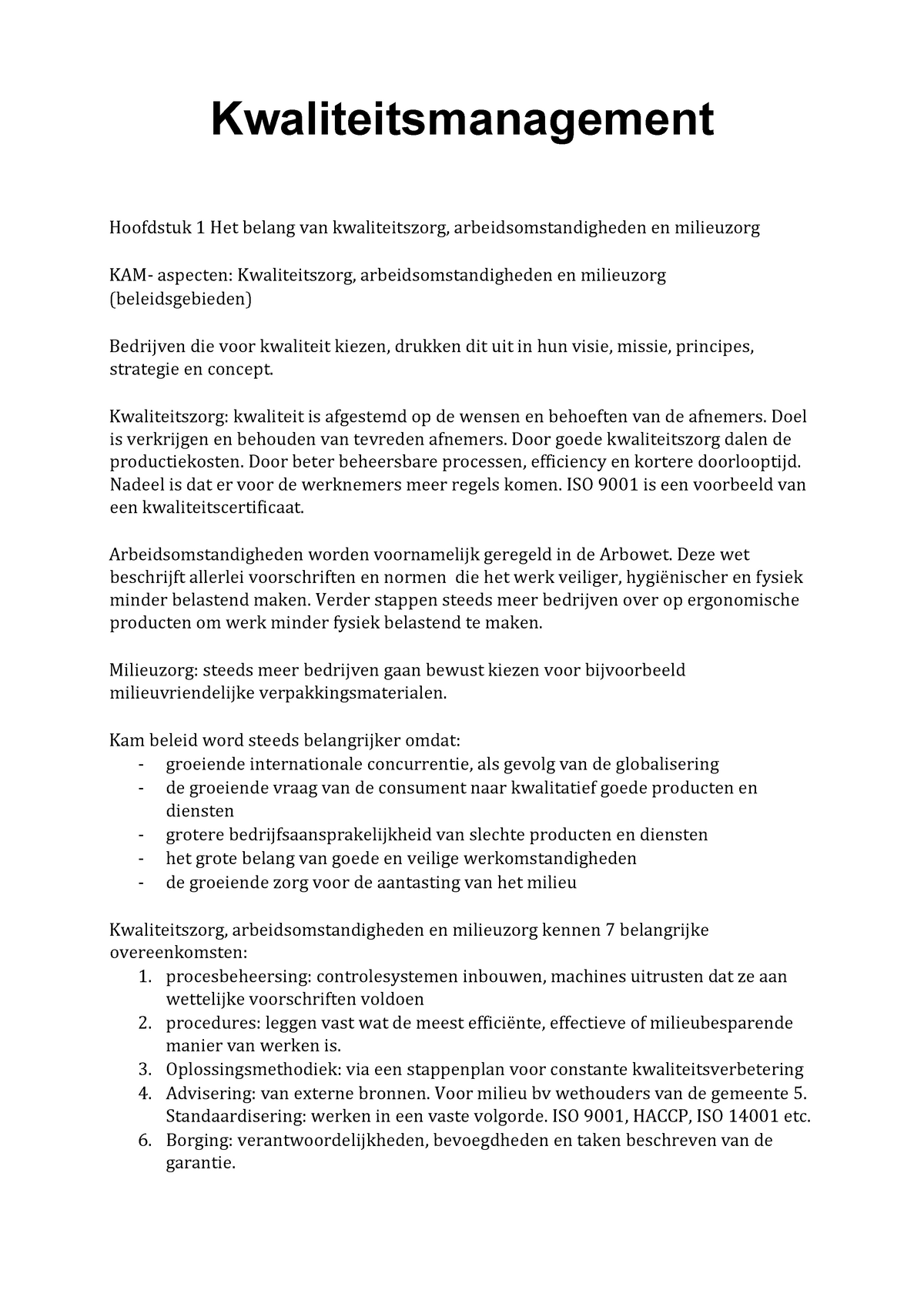 Kwaliteitsmanagement Samenvatting - Kwaliteitsmanagement Hoofdstuk 1 ...