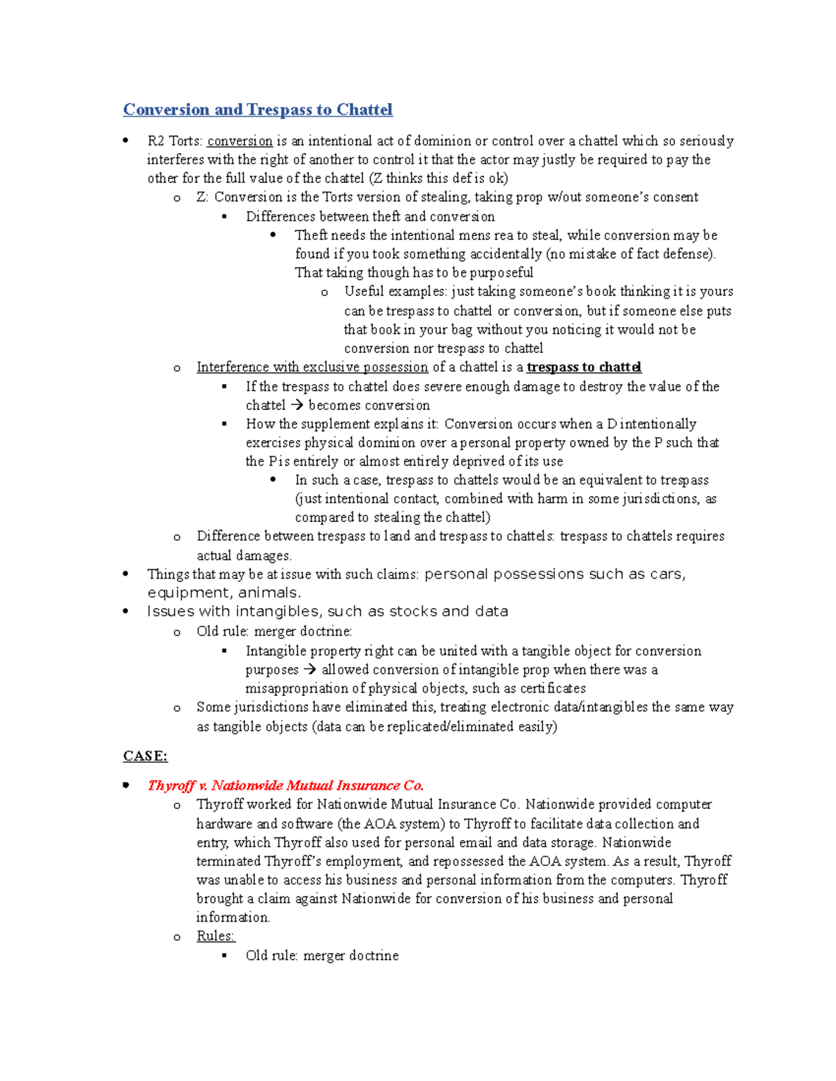 1 Torts Law Outline Professor Rivers spring 2021 Part 1