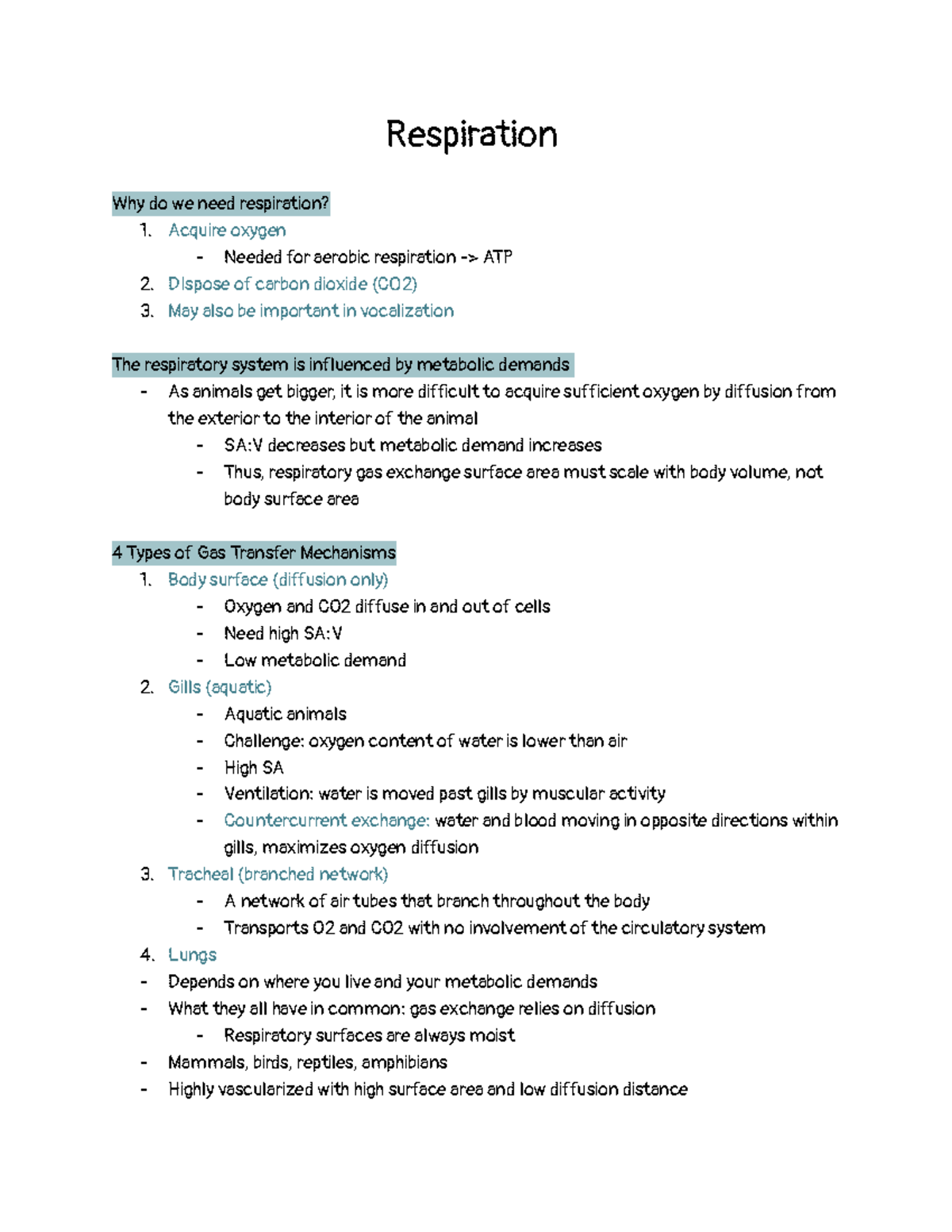 Respiration EBIO 1220 CU Boulder Studocu