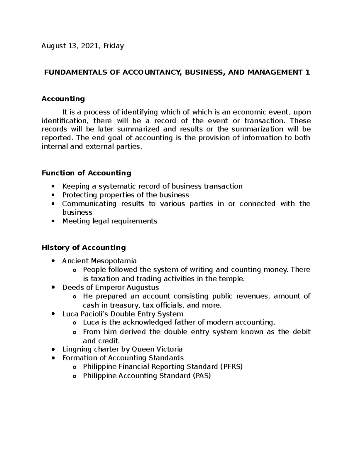 August 13-Review Basic Accounting - August 13, 2021, Friday ... - August Basic Accounting Authorization