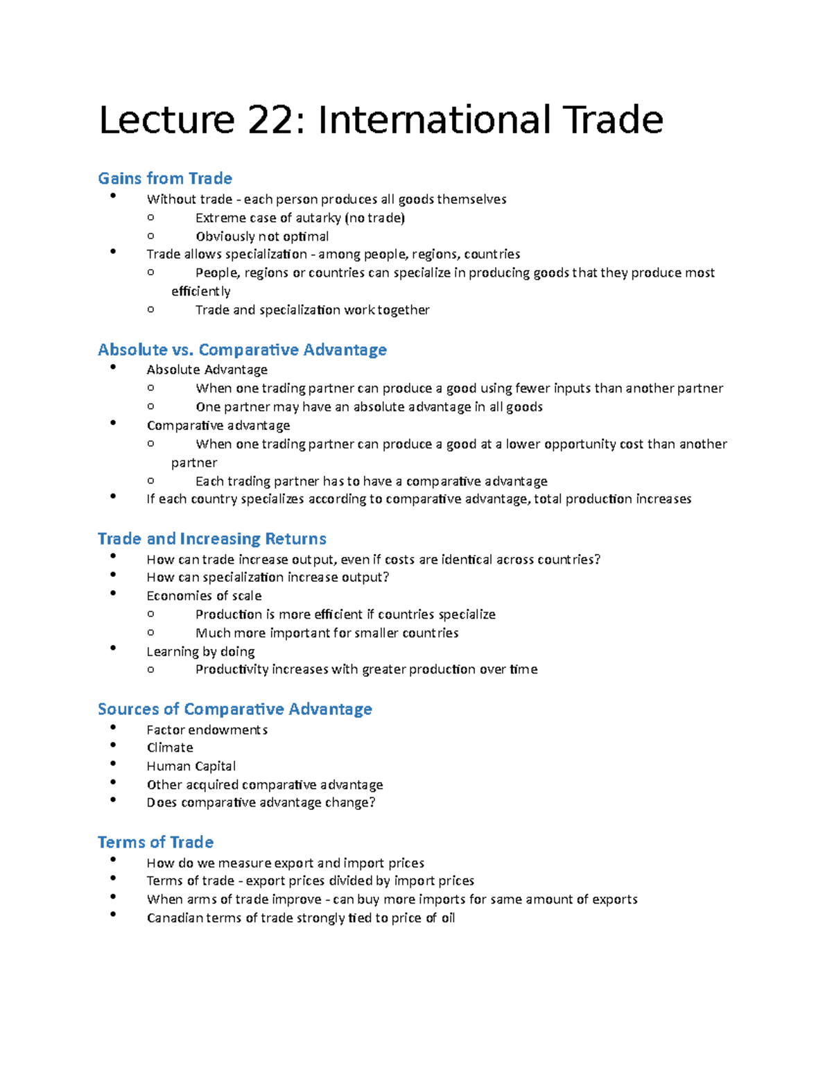 Lecture 22 International Trade - Lecture 22: International Trade Gains ...