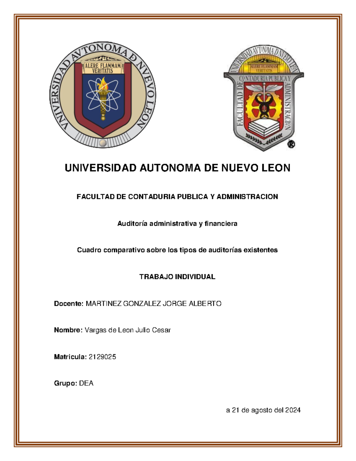 1 - ACT1.1 - UNIVERSIDAD AUTONOMA DE NUEVO LEON FACULTAD DE CONTADURIA ...