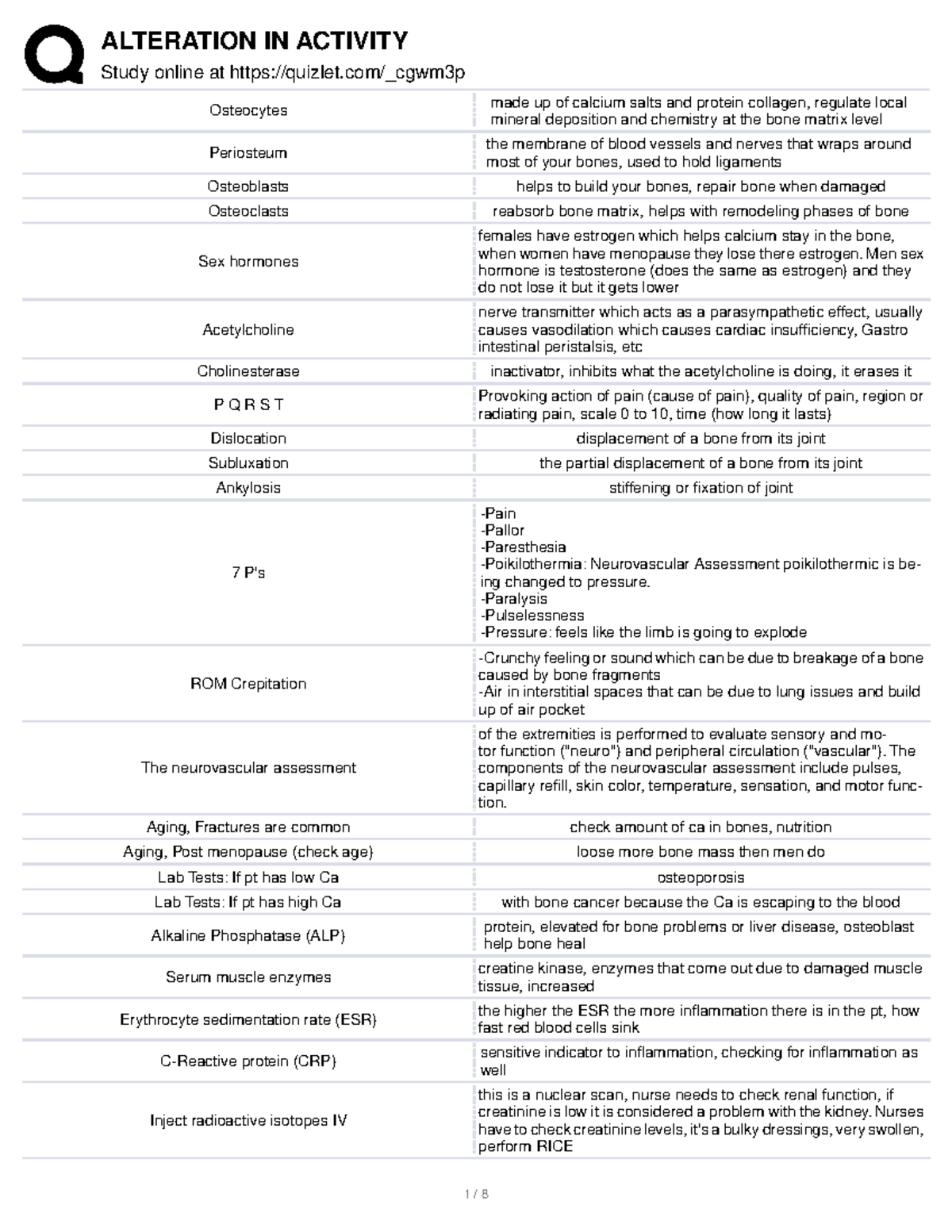 Activity Study Material Study online at quizlet/_cgwm3p Osteocytes