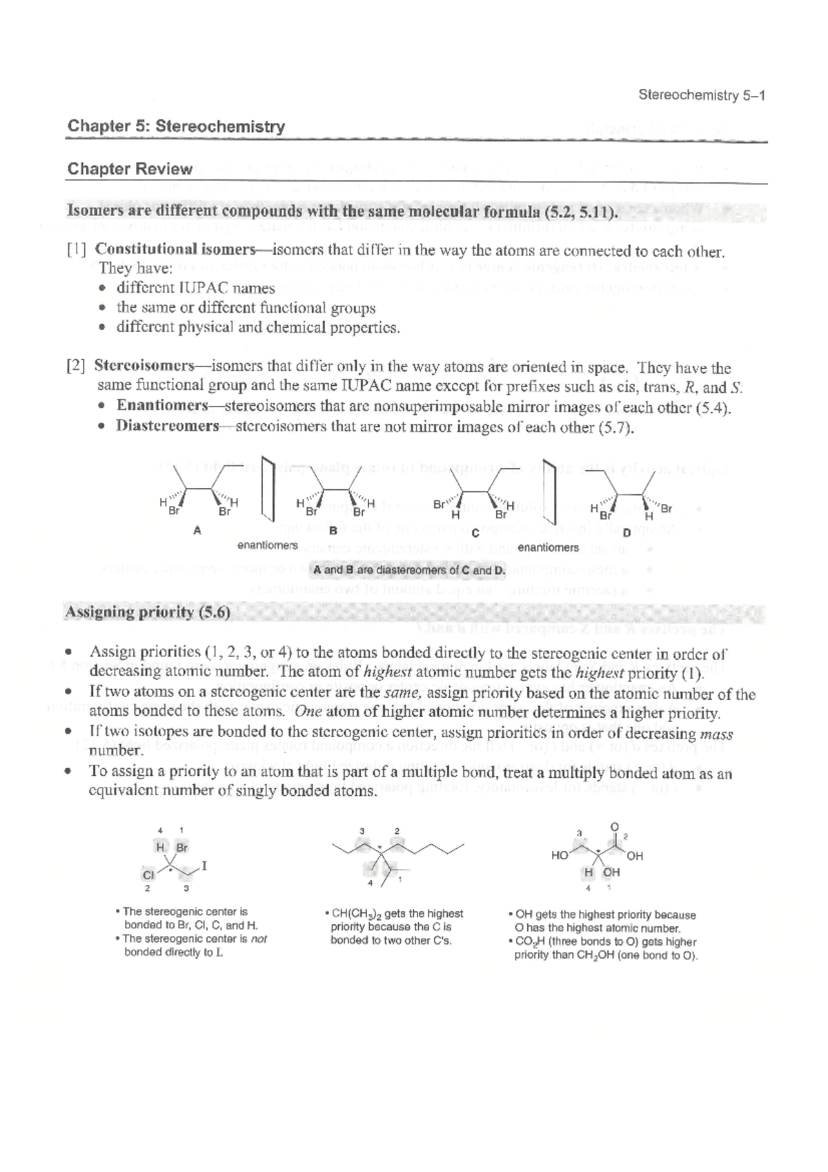 Organic Chemistry Smith 5판 솔루션 (Ch 5~8) - Stereochemistry Chapter 5 ...
