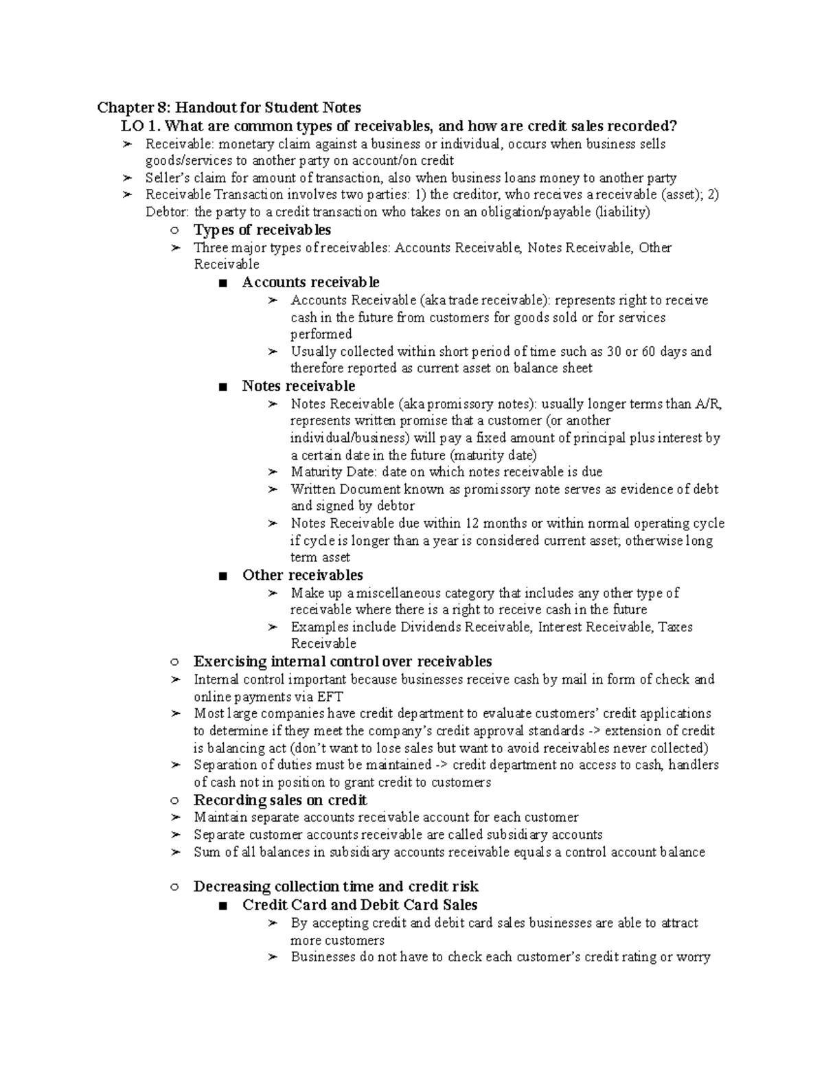 Accounting Chapter 8 Outline - Chapter 8: Handout for Student Notes LO ...
