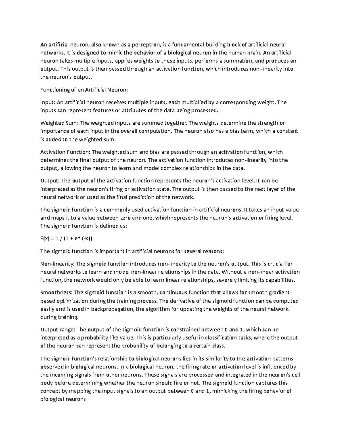 Disc 6 mac - discussion assignment unit 6 - An artificial neuron, also ...