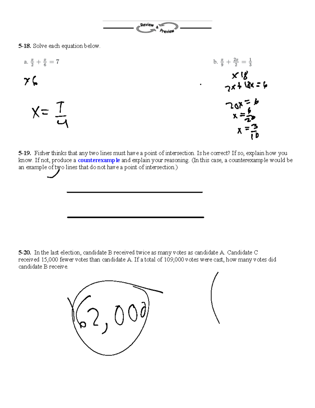 HW+5 - That you will get assigned - 5-18. Solve each equation below. 5 ...