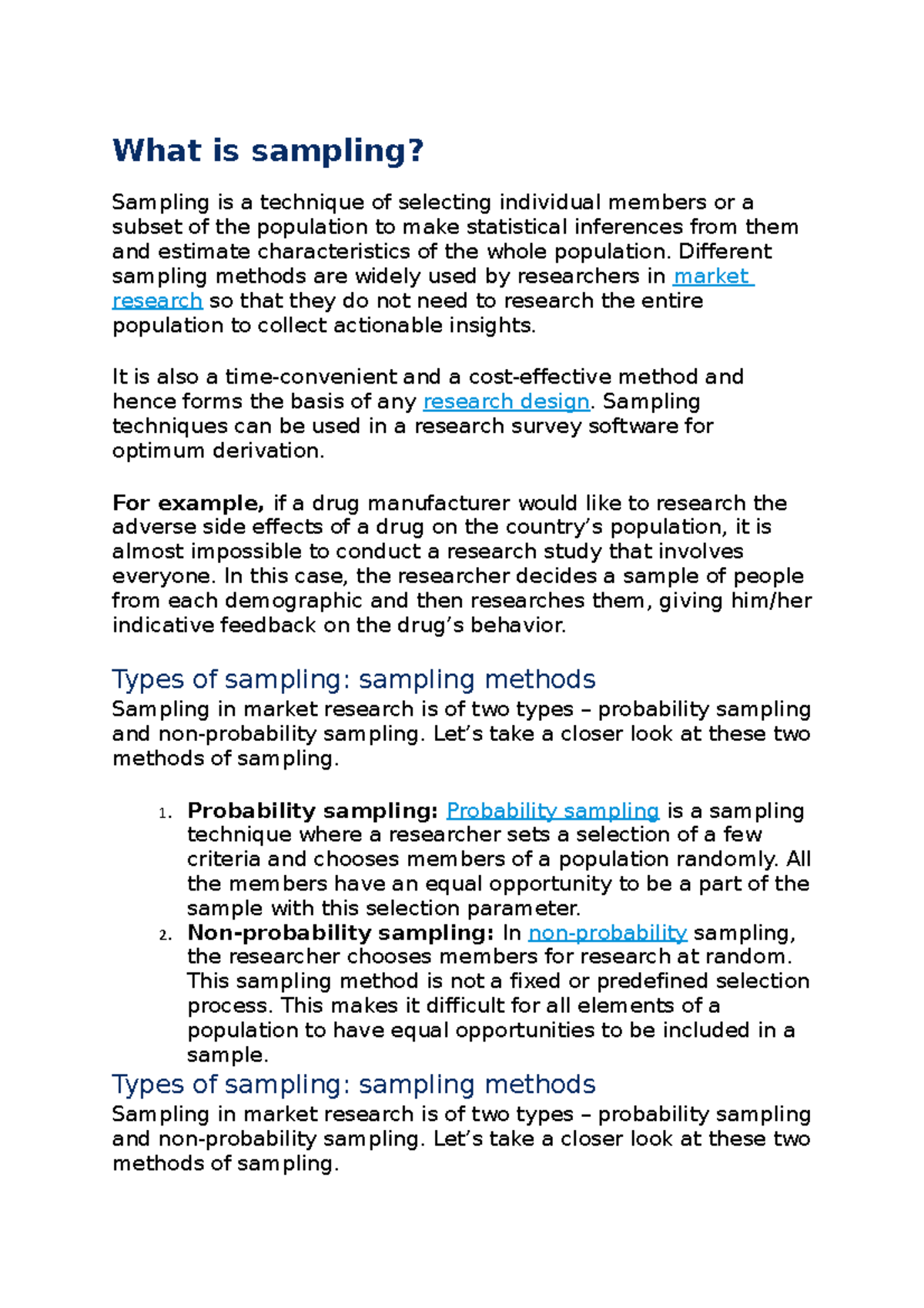 Sampling - What is sampling? Sampling is a technique of selecting ...