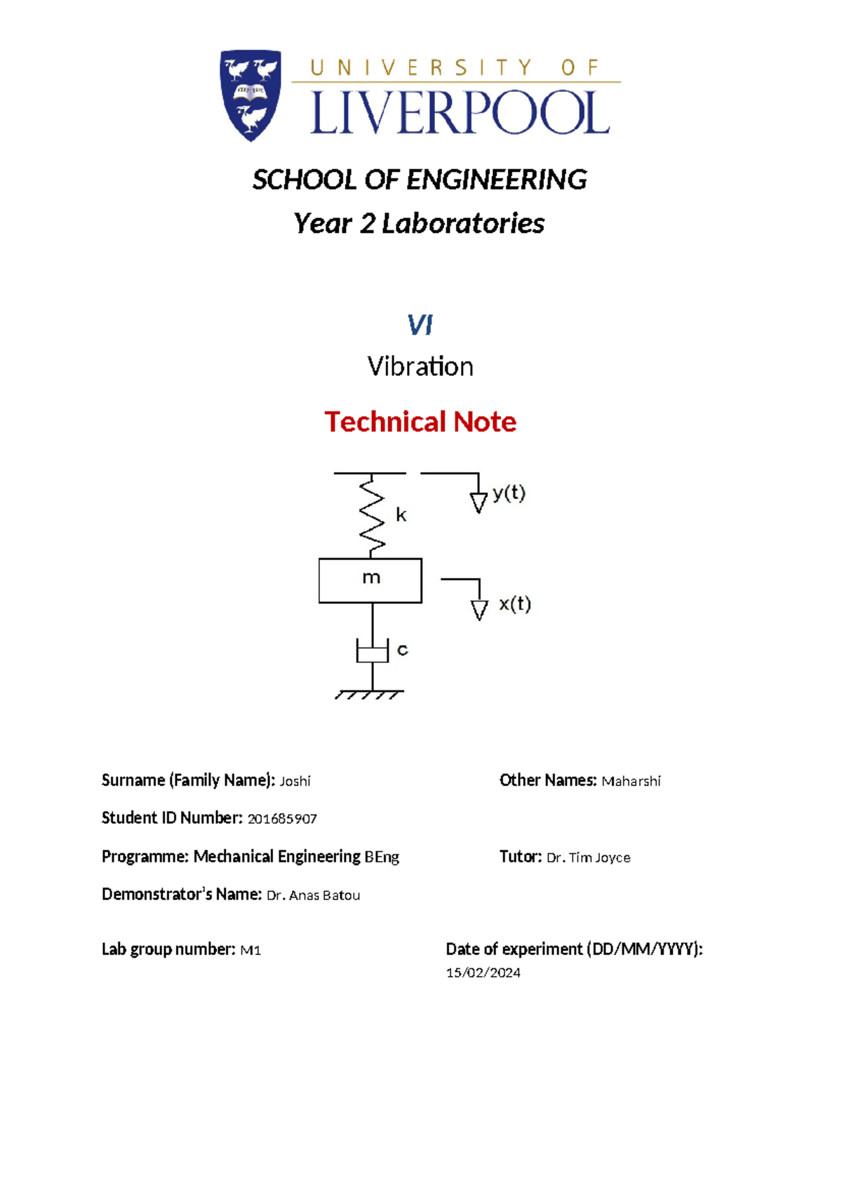 VI Technical Note Maharshi Joshi - SCHOOL OF ENGINEERING Year 2 ...