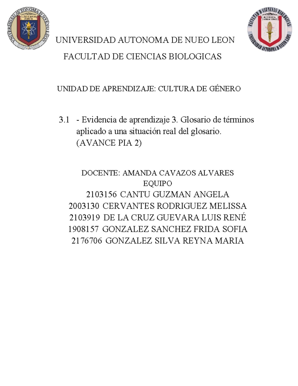 Evidencia 3 Glosario - UNIVERSIDAD AUTONOMA DE NUEO LEON FACULTAD DE ...
