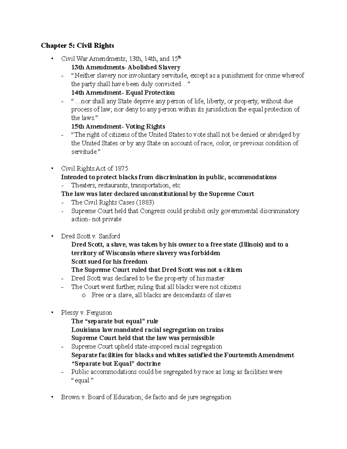American Gov Ch.5, 11, 12 Test Review Part A - Chapter 5: Civil Rights ...