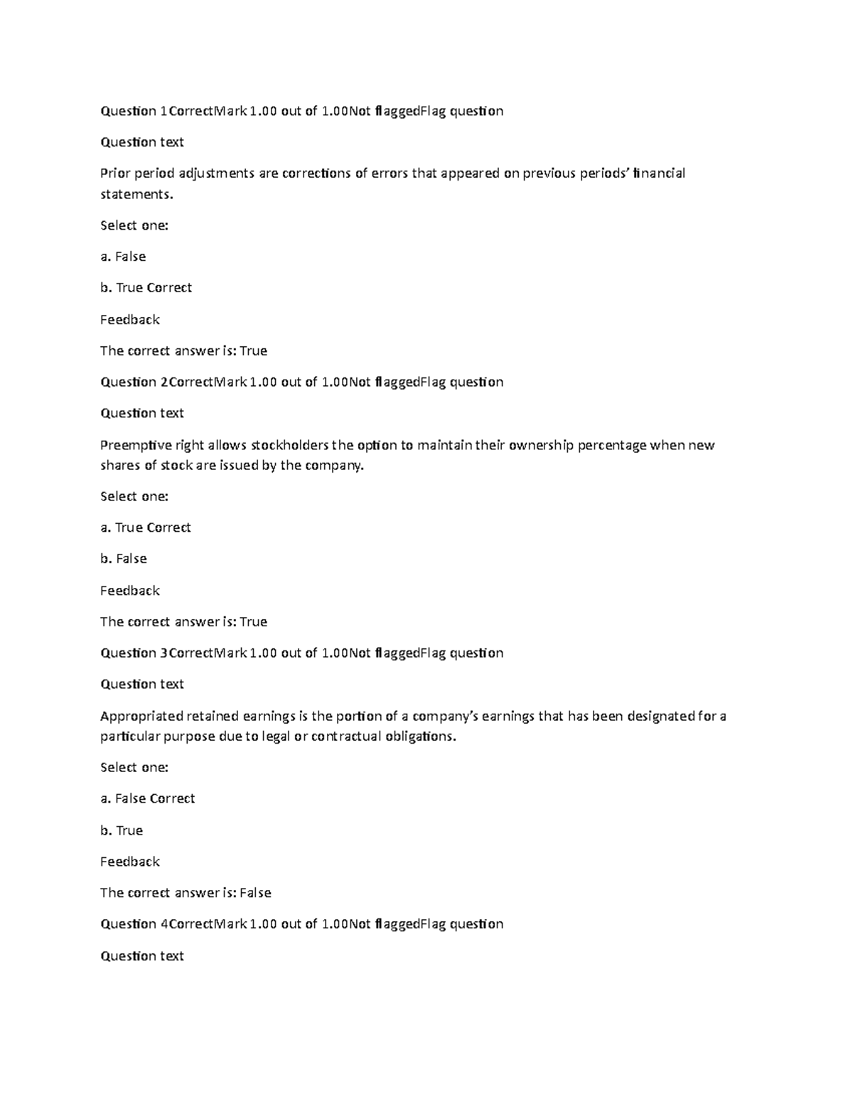Self quiz Bus 1102 unit 8 - Question 1CorrectMark 1 out of 1 ...
