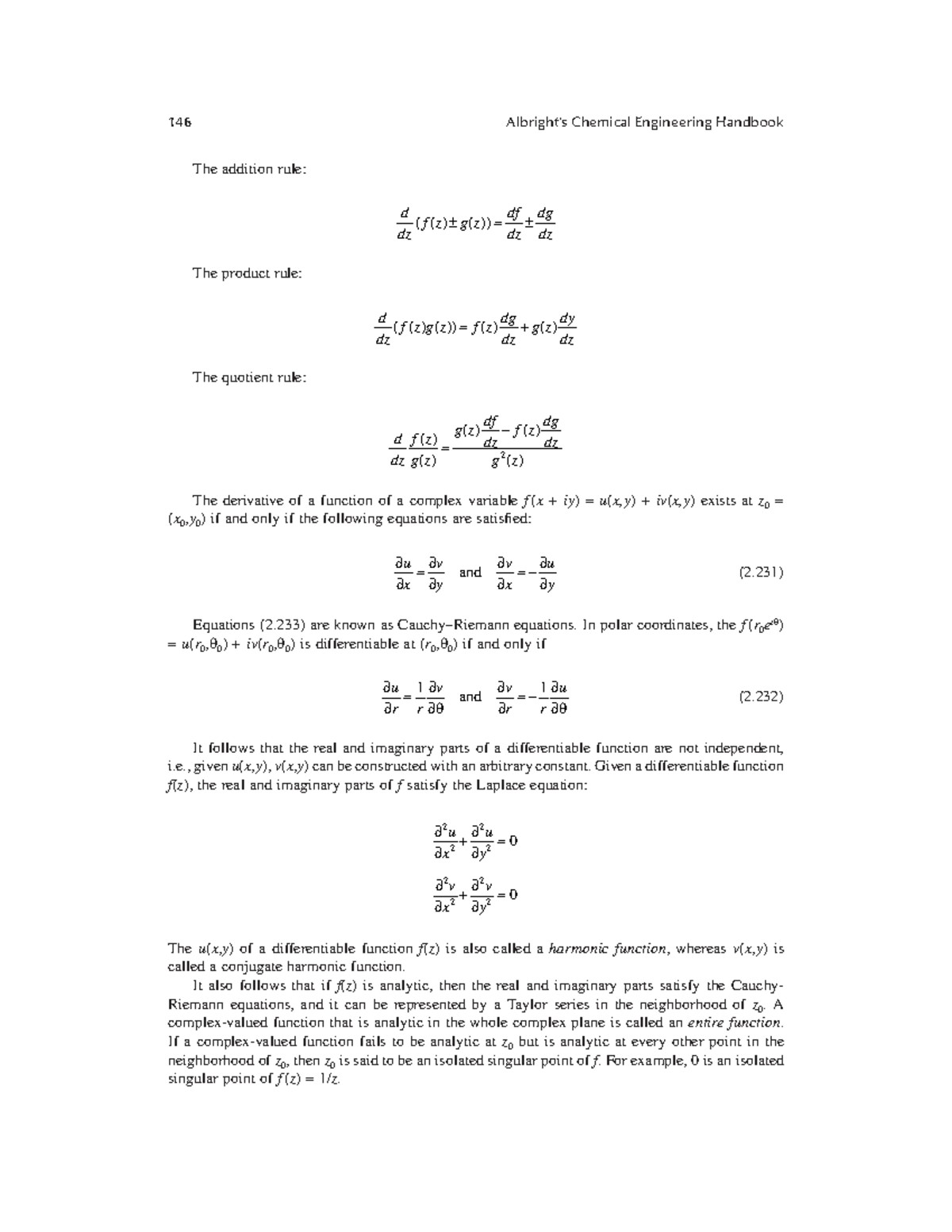 Albright's Chemical Engineering - In polar coordinates, the f (r 0 eiθ ...