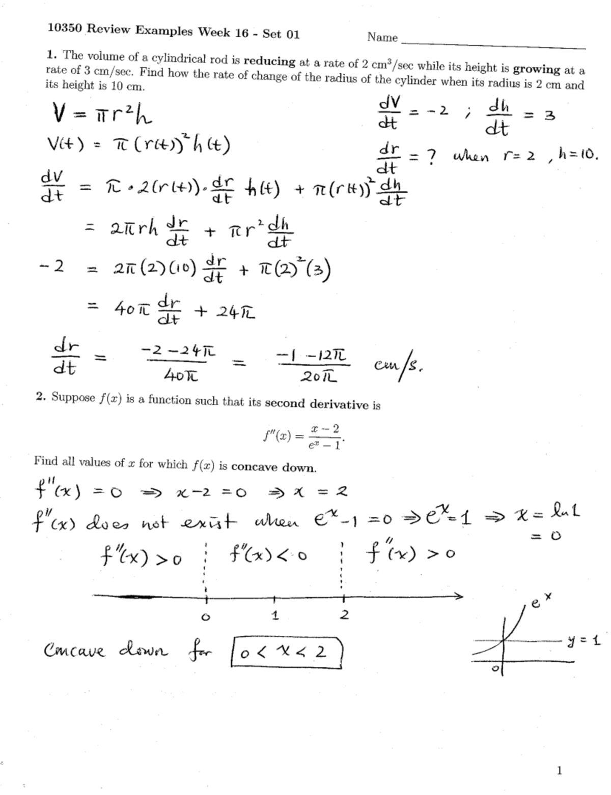 10350 inclass rev ans - Exam - MATH 10350 - Studocu