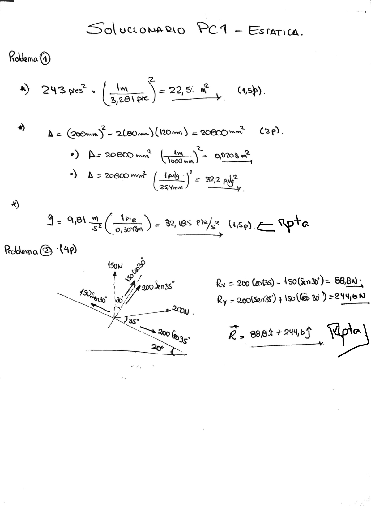 Solucionario Estática PC1 - Estática - Studocu