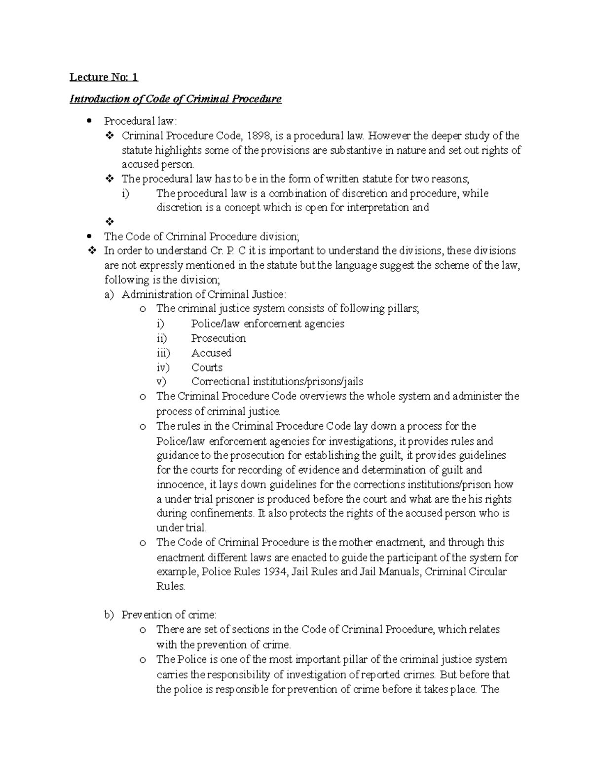 Introduction Of Criminal Procedure 01. - Criminal Code - Studocu