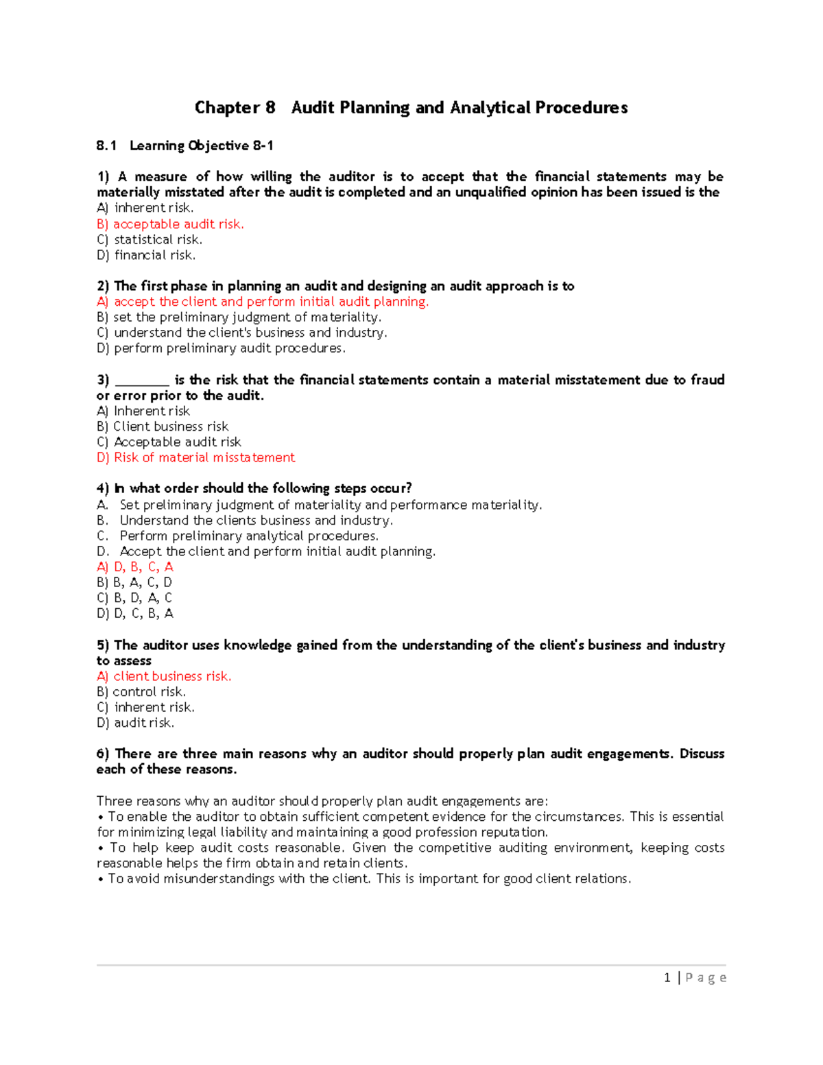Chapter 08 Trần thị mỹ dung - Chapter 8 Audit Planning and Analytical ...