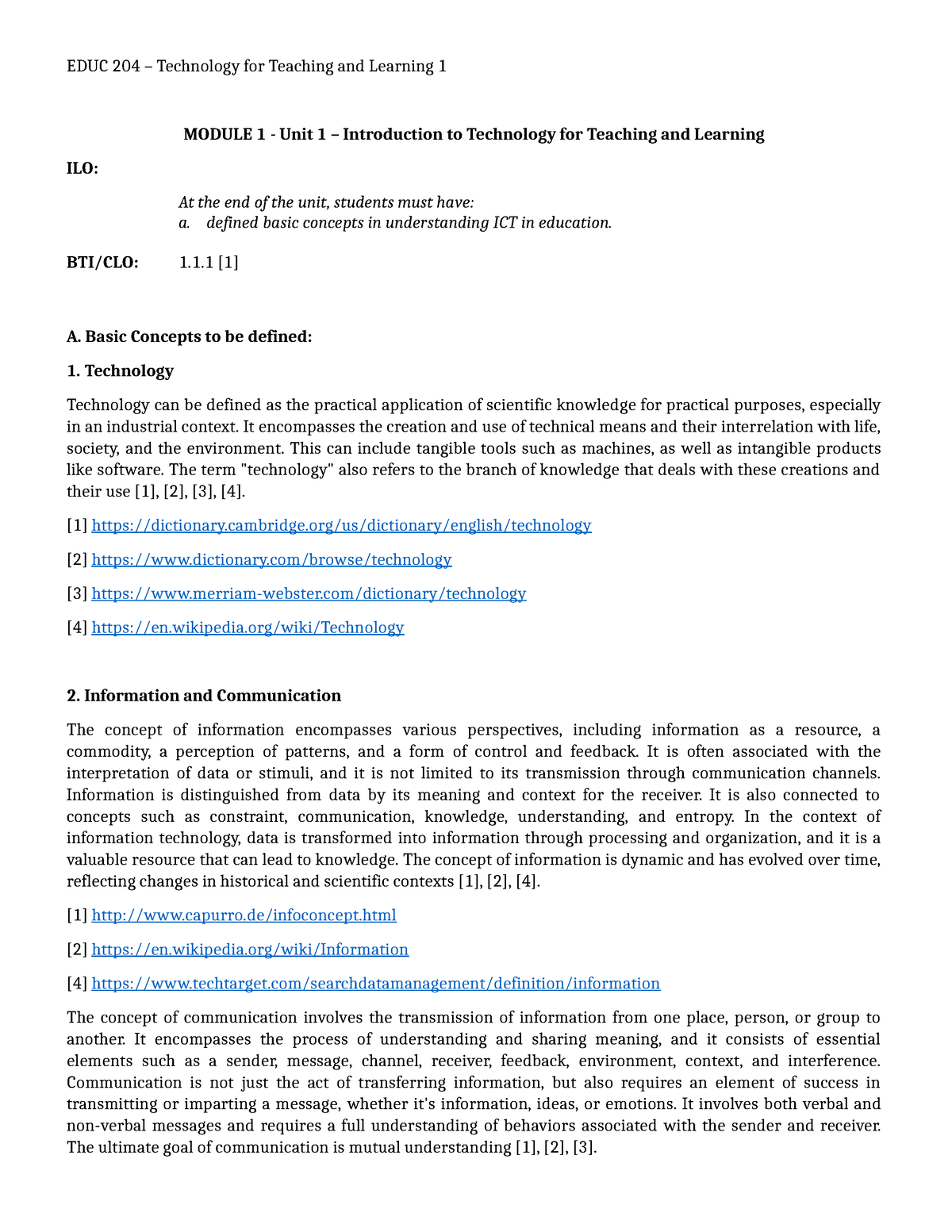 EDUC-204 Module-1 - TTL1 - EDUC 204 – Technology For Teaching And ...