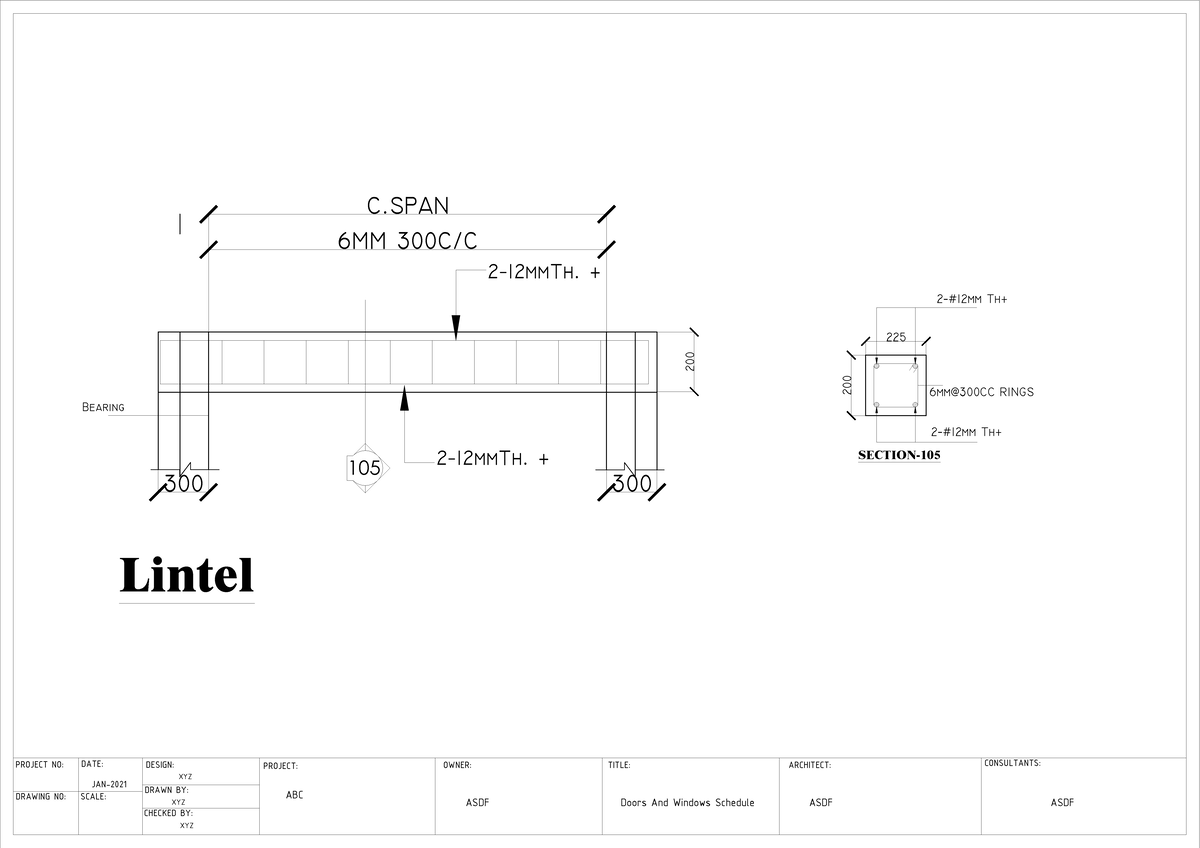 10.Lintel Sections - DRAWING FOR PLAN - engineering of mechanics - 300 ...
