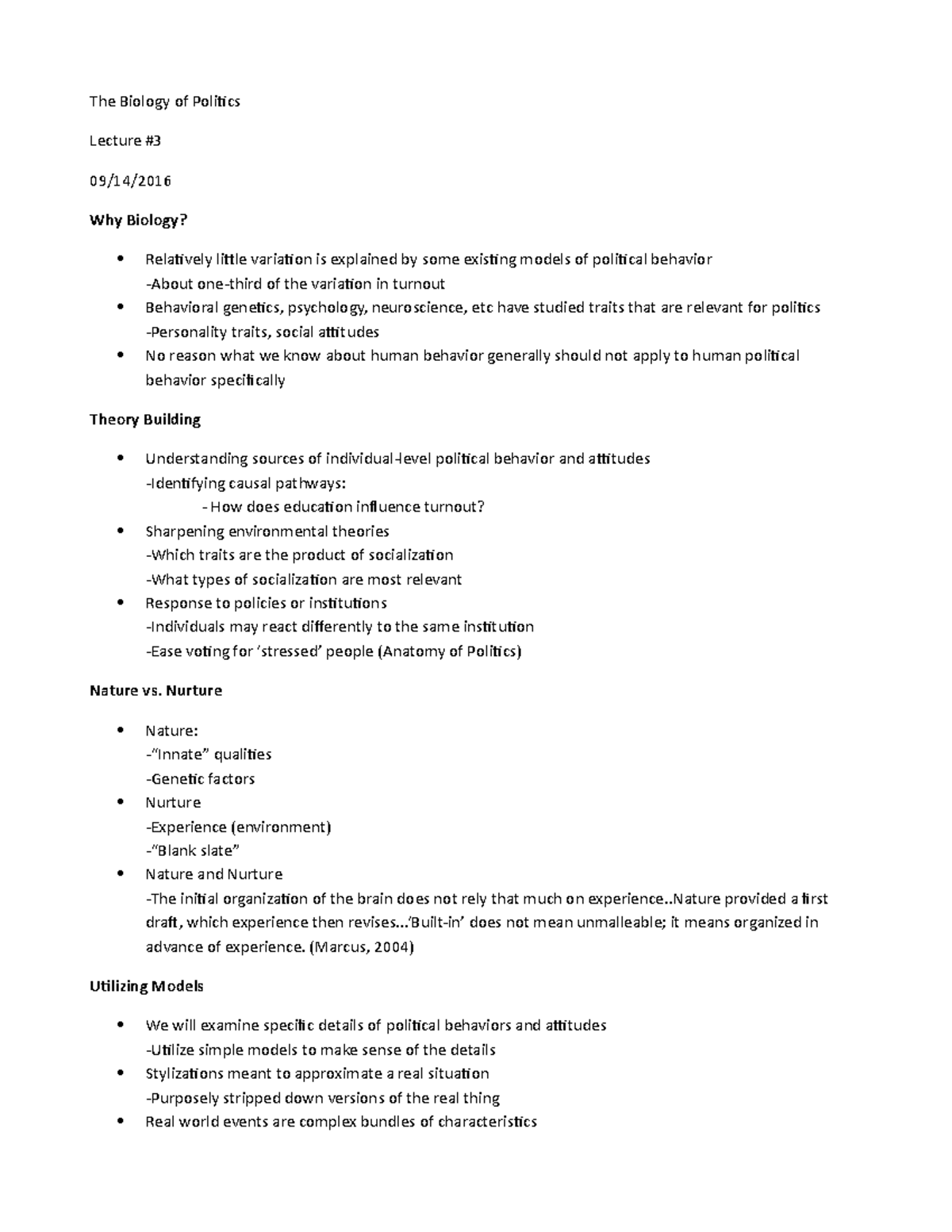 The Biology of Politics Lecture 3 - Nurture Nature: qualities factors ...