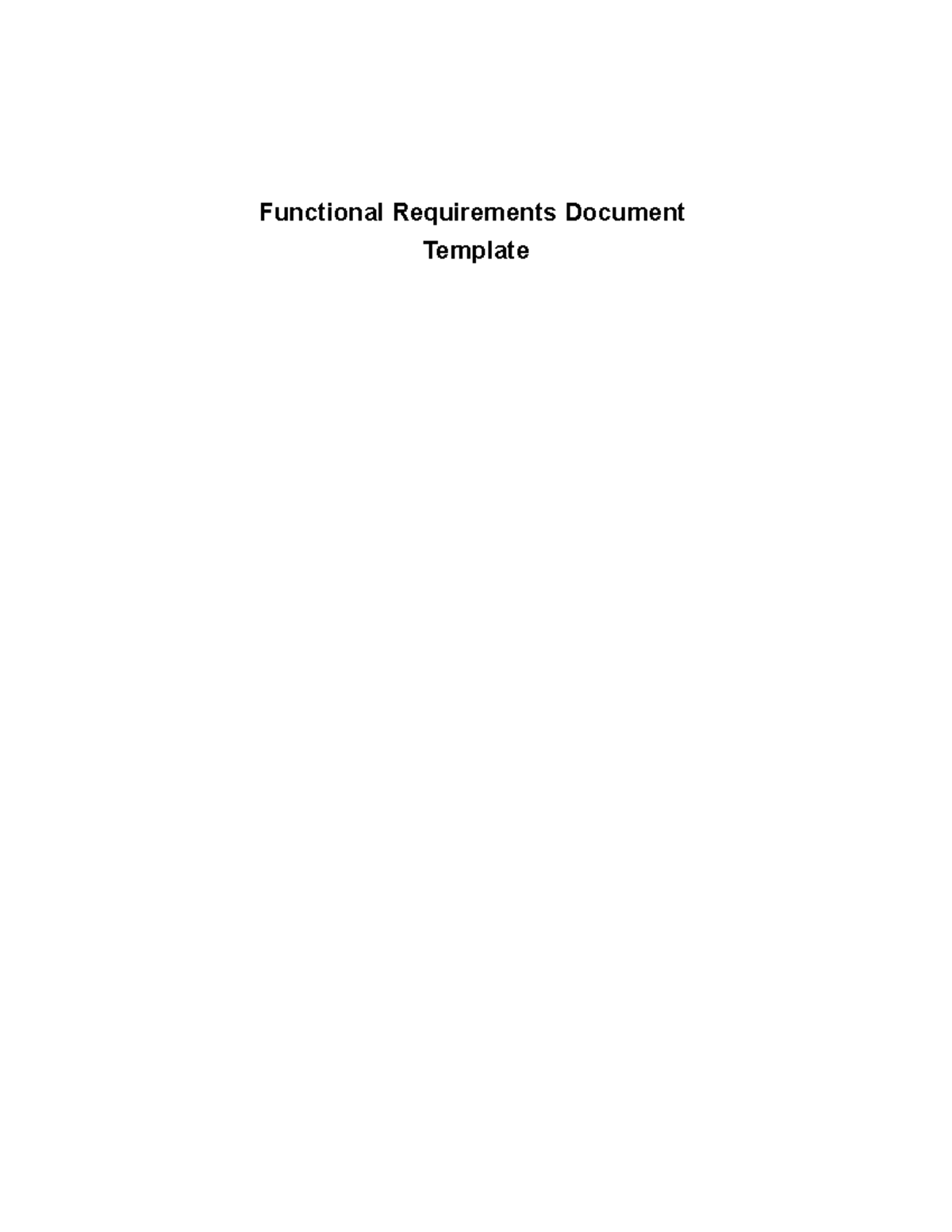 Standard Functional Requirement Document Functional Requirements