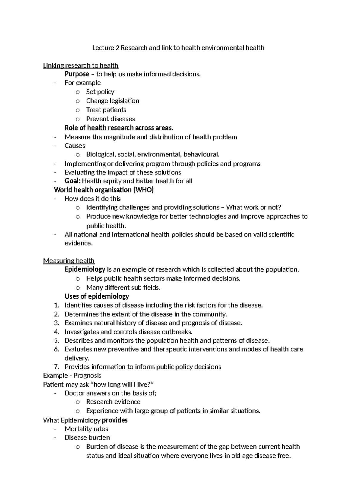Physical activity and health lecture 2 notes - Lecture 2 Research and ...