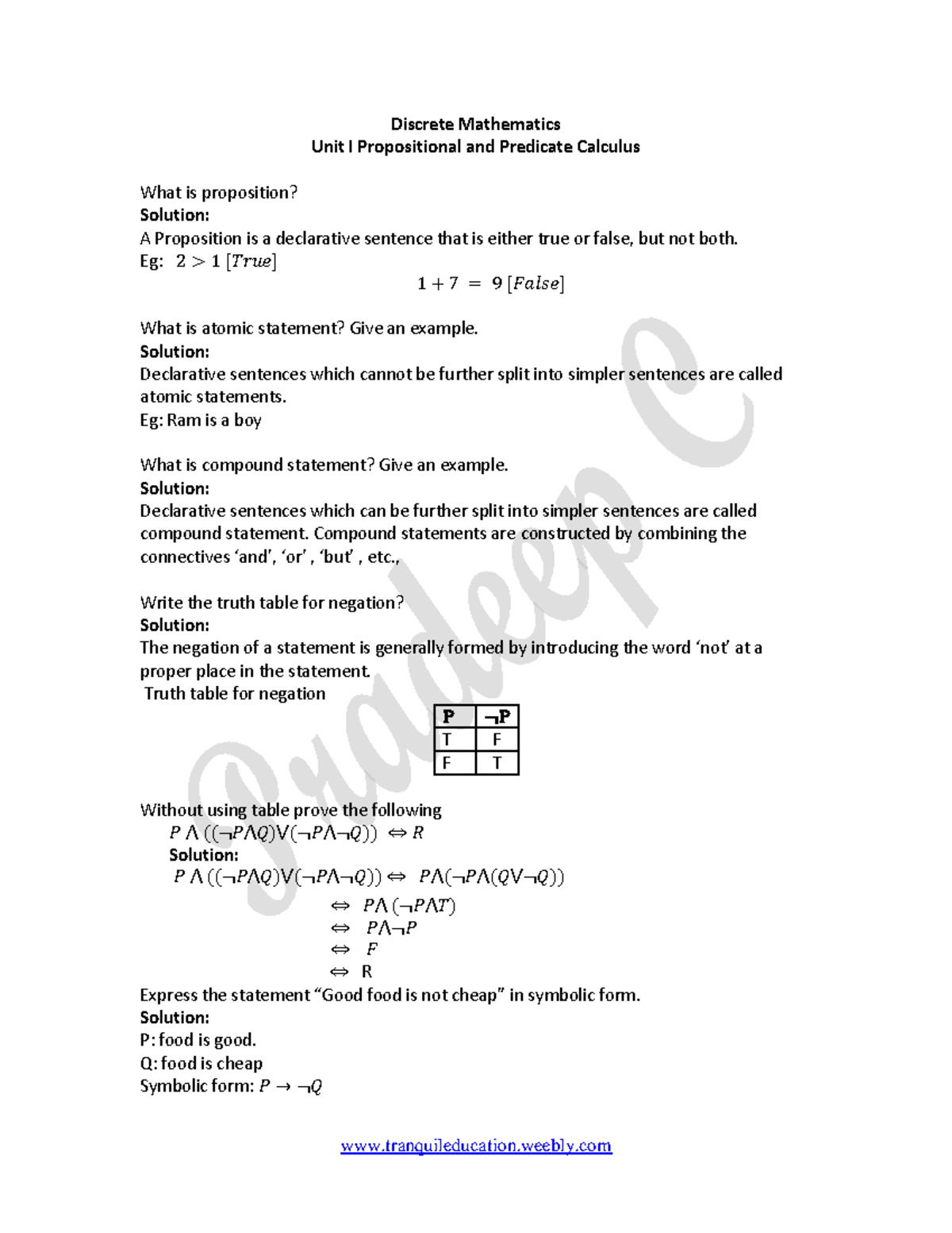 DISCRETE MATH NOTES THAT CAN HELP YOU UNDERSTAND FULLY THE LESSON AND ...