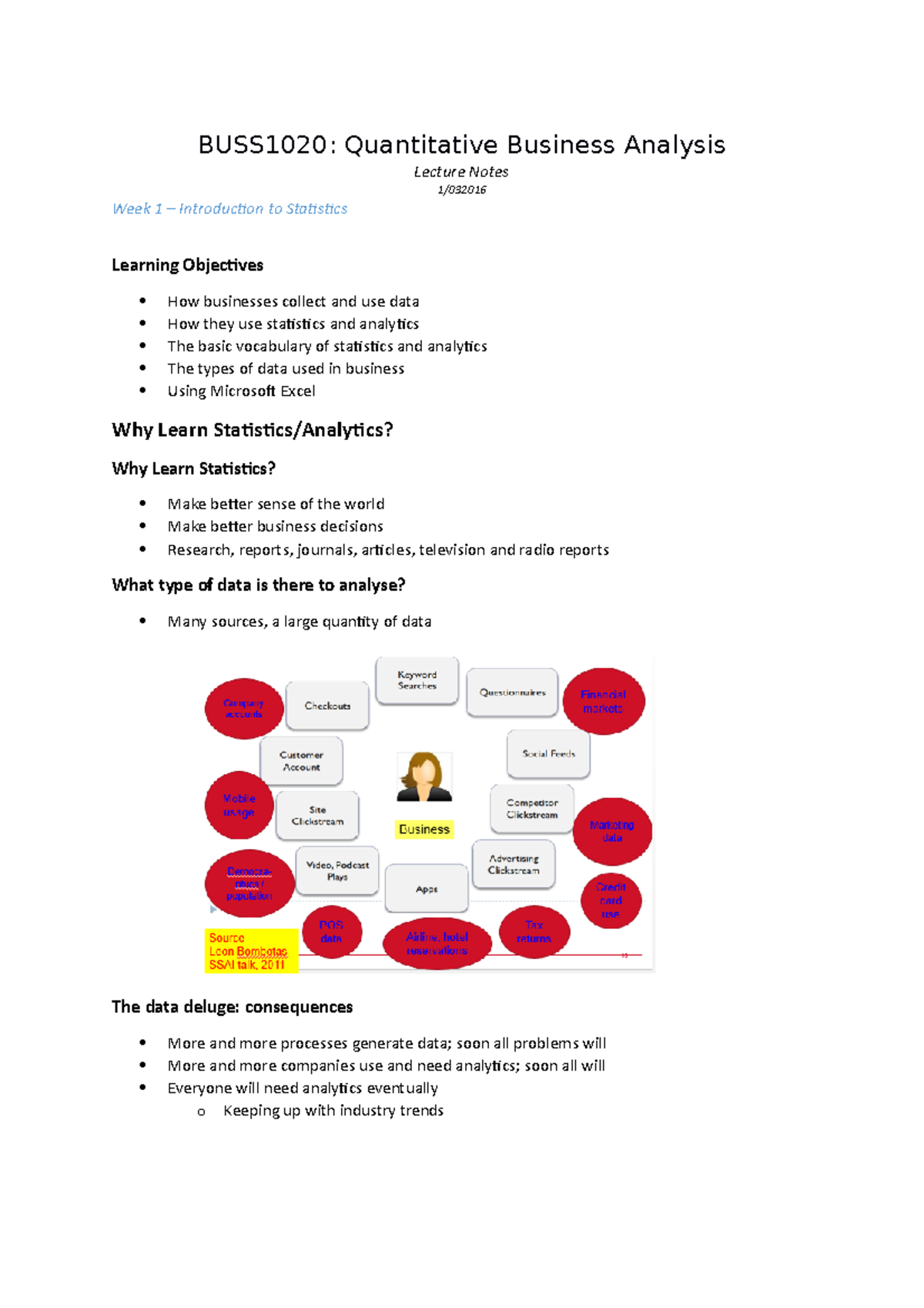 BUSS1020 - Week 1 - Introduction To Statistics - 1 - BUSS1020 ...