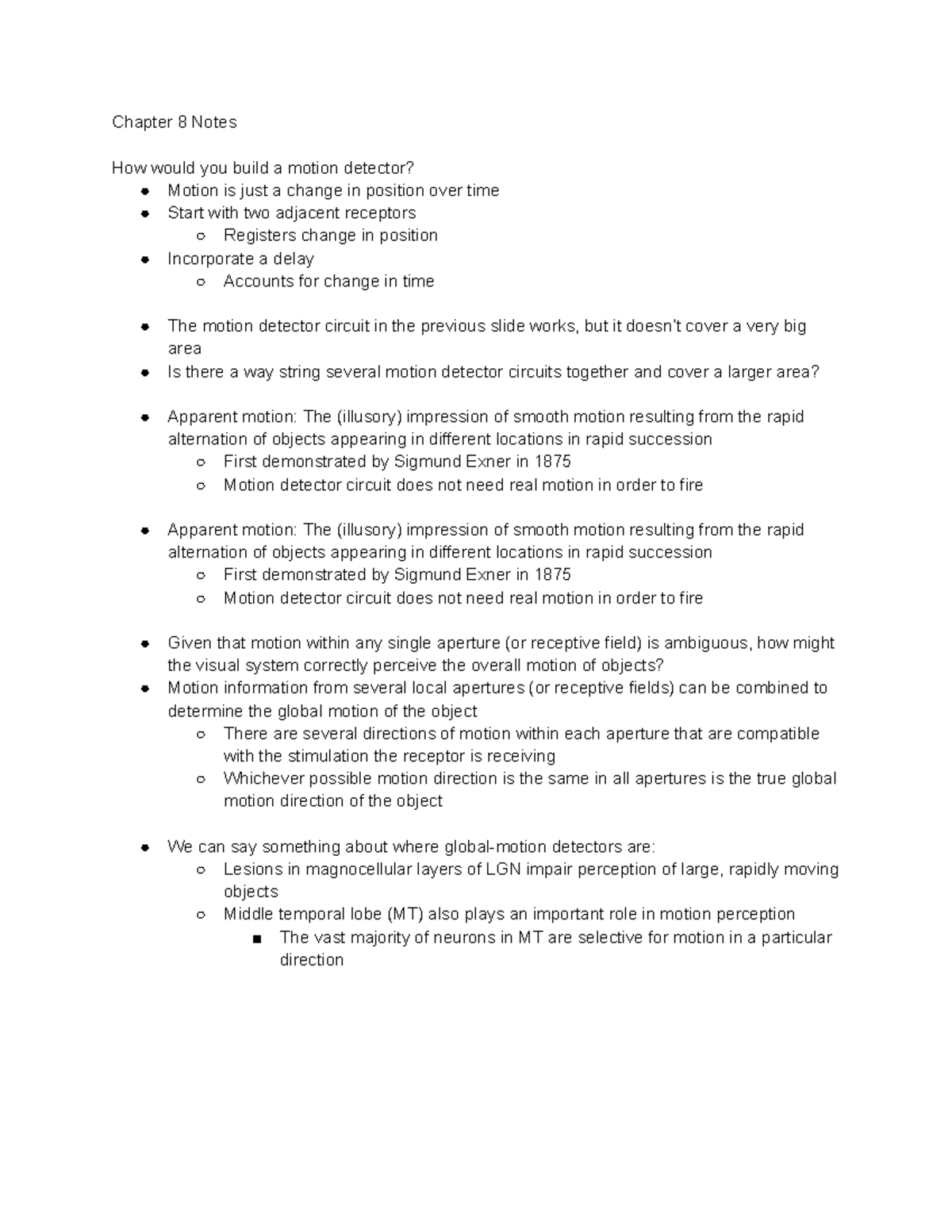 Sensation and Perception Chapter 8 - Chapter 8 Notes How would you ...
