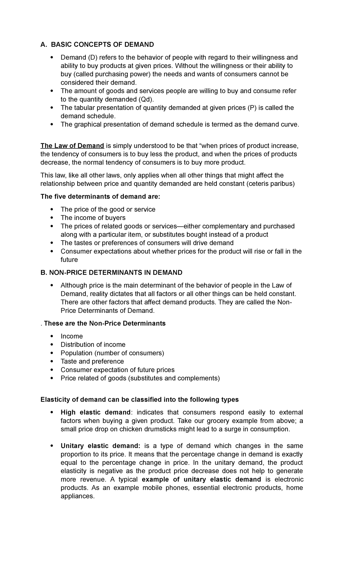 Week-4-Ecomomics - Week 4 - A. BASIC CONCEPTS OF DEMAND Demand (D ...