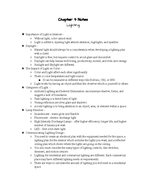 AR283 Chapter 7 Notes - Chapter 7 Notes Introducing the Interior Design ...