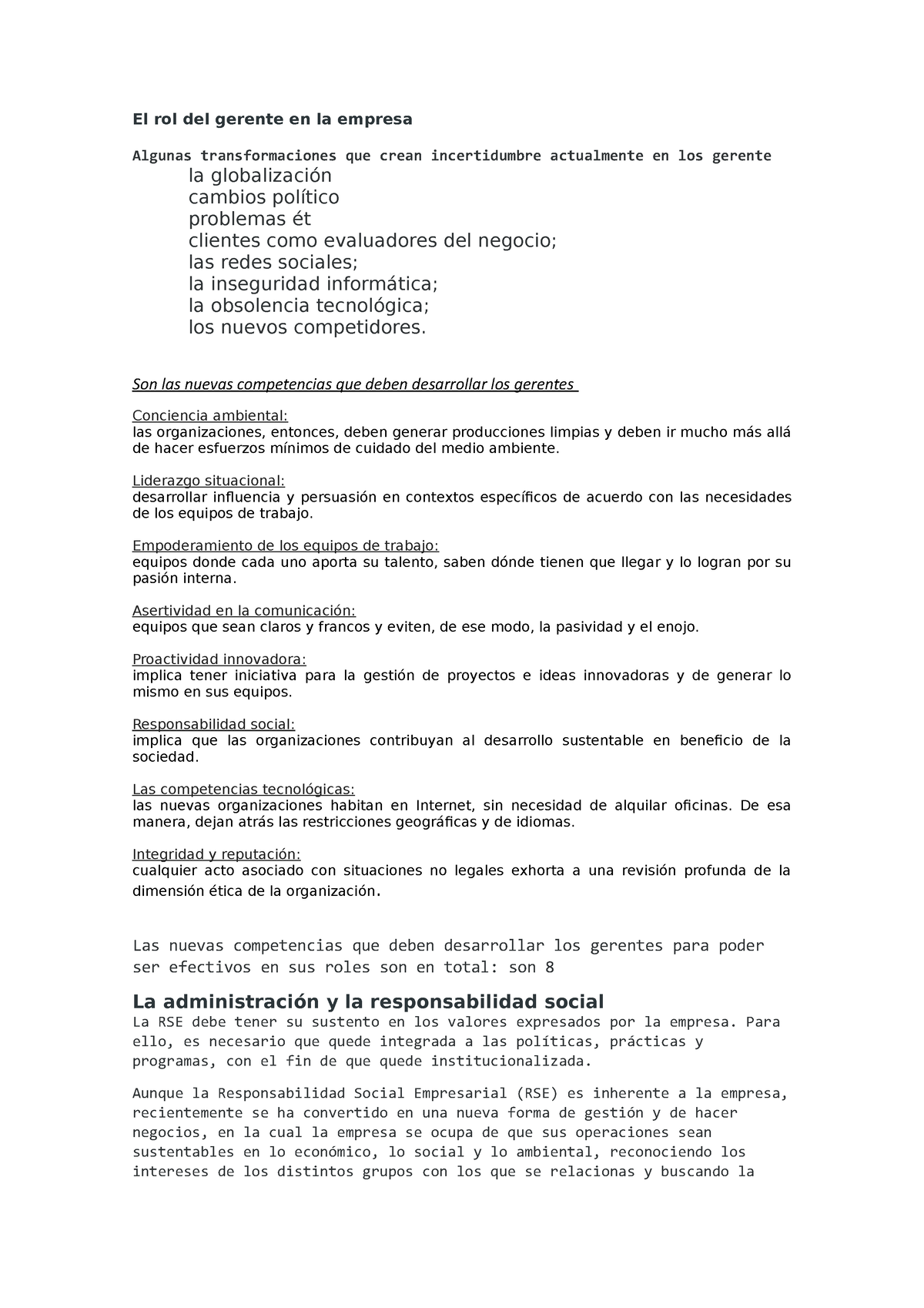 El Rol Del Gerente En La Empresa El Rol Del Gerente En La Empresa Algunas Transformaciones Que 4648