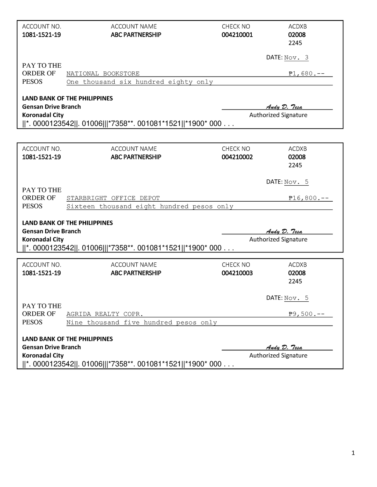 partnership check - 1081 - 1521 - 19 ABC PARTNERSHIP 004210001 02008 ...