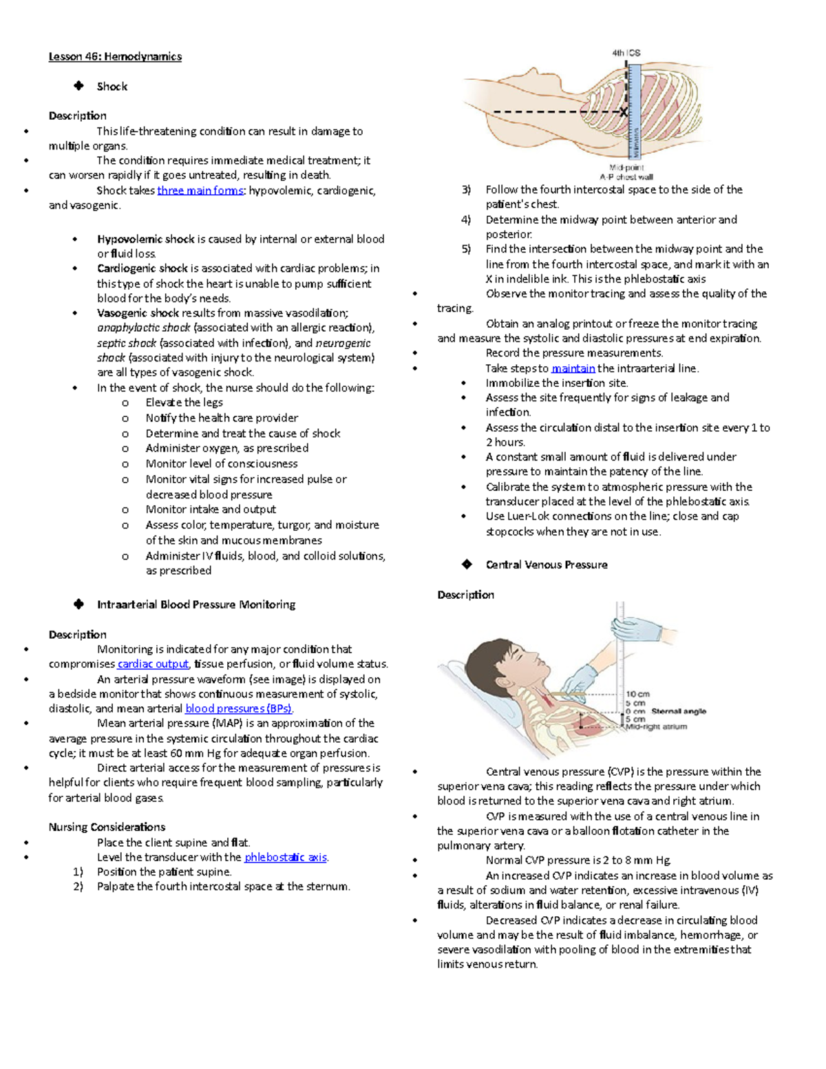 Hemodynamics Review - Lesson 46: Hemodynamics Description This ...