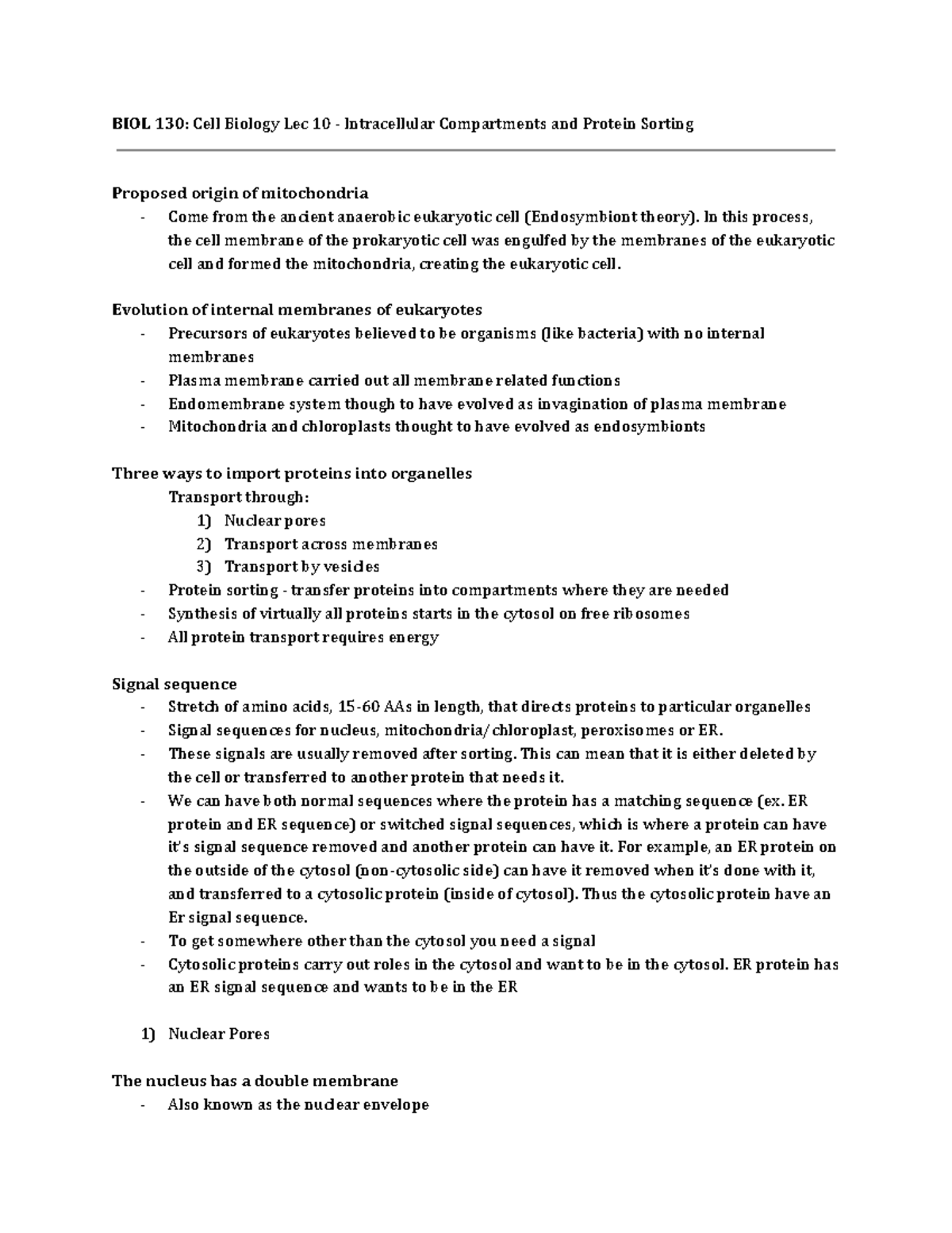 BIOL 130 - Cell Biology Lec 10 - BIOL 130: Cell Biology Lec 10 ...