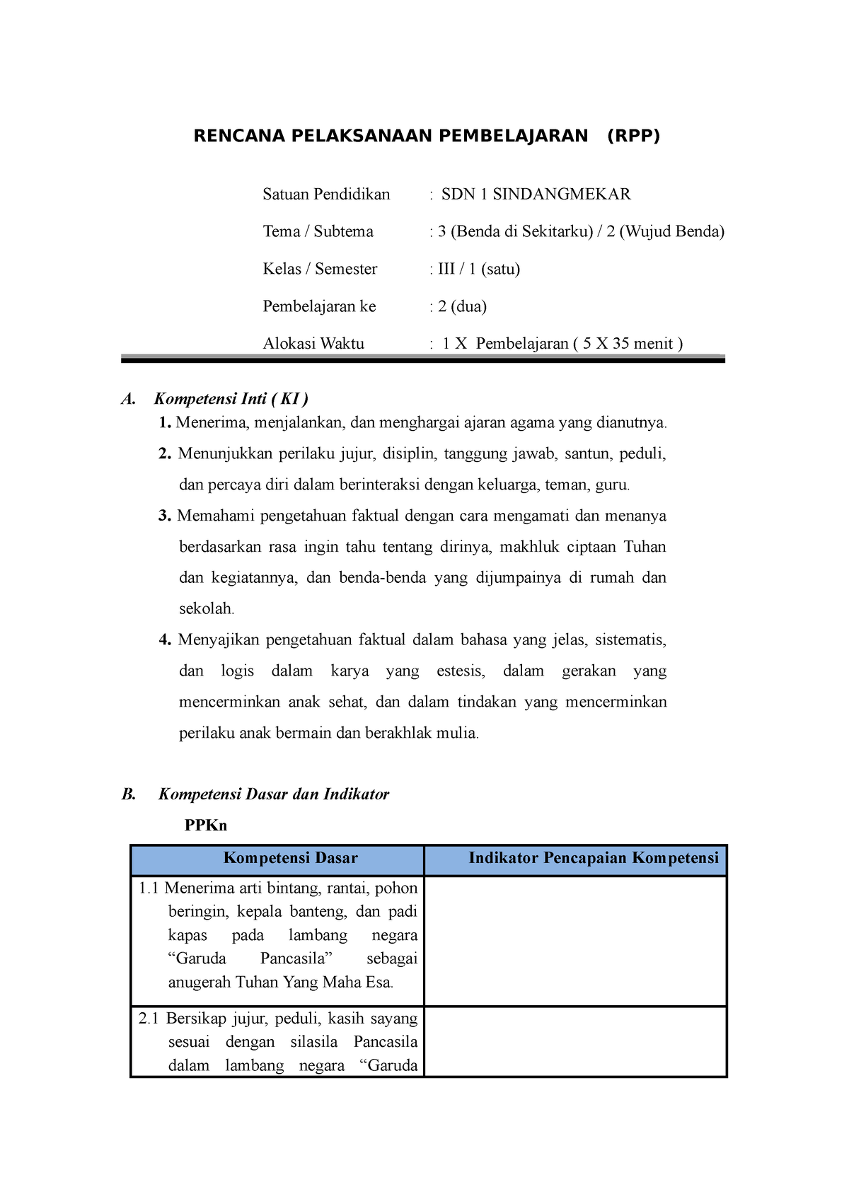 1. RPP Kelas 3 TEMA 3 ST 2 PB 2 - RENCANA PELAKSANAAN PEMBELAJARAN (RPP ...