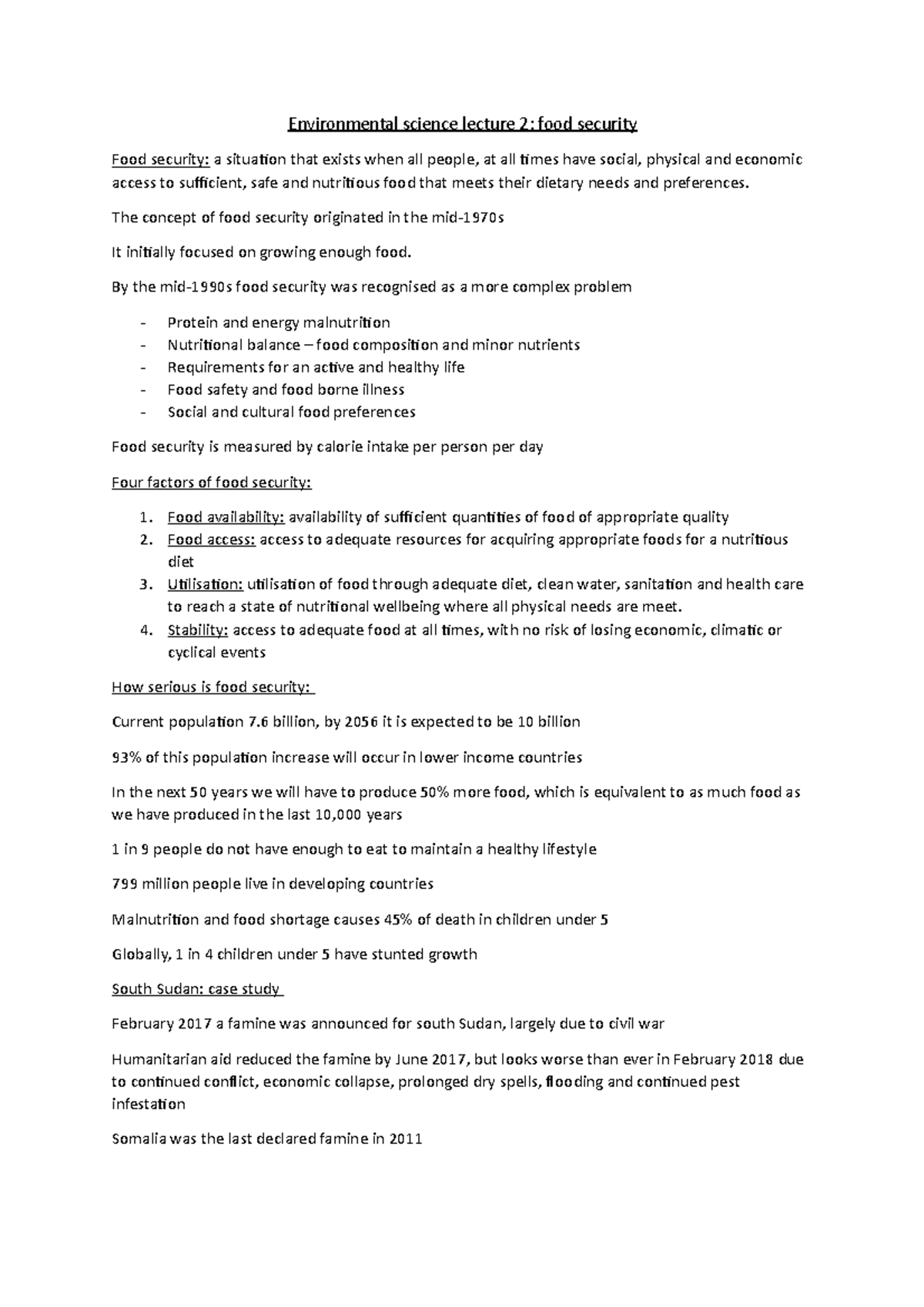 Environmental science lecture notes week 2 - Environmental science ...