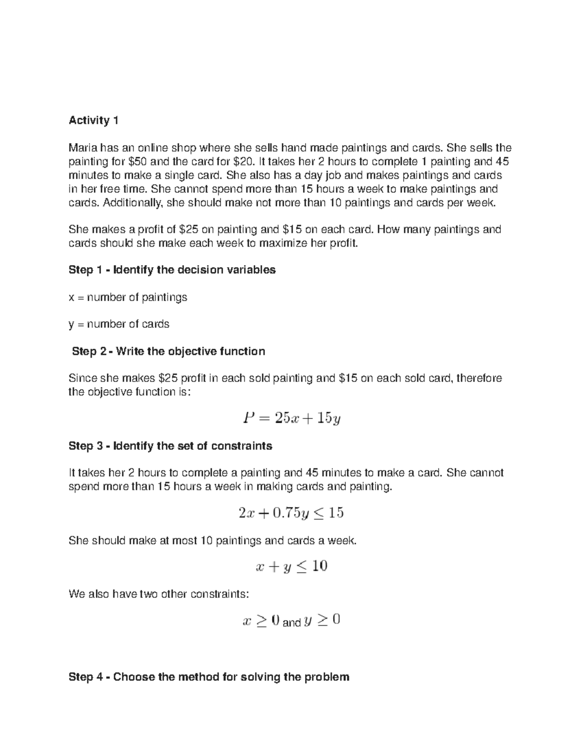 Linear Programming simplex method and shadow pricing - Microbiology ...