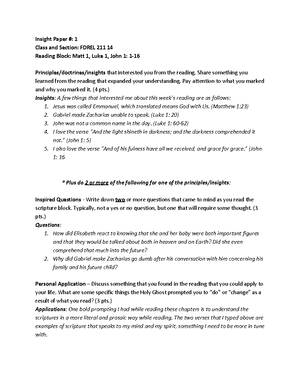 23 Insight Paper - For the class of Brother Parker. - Insight Paper 23 ...